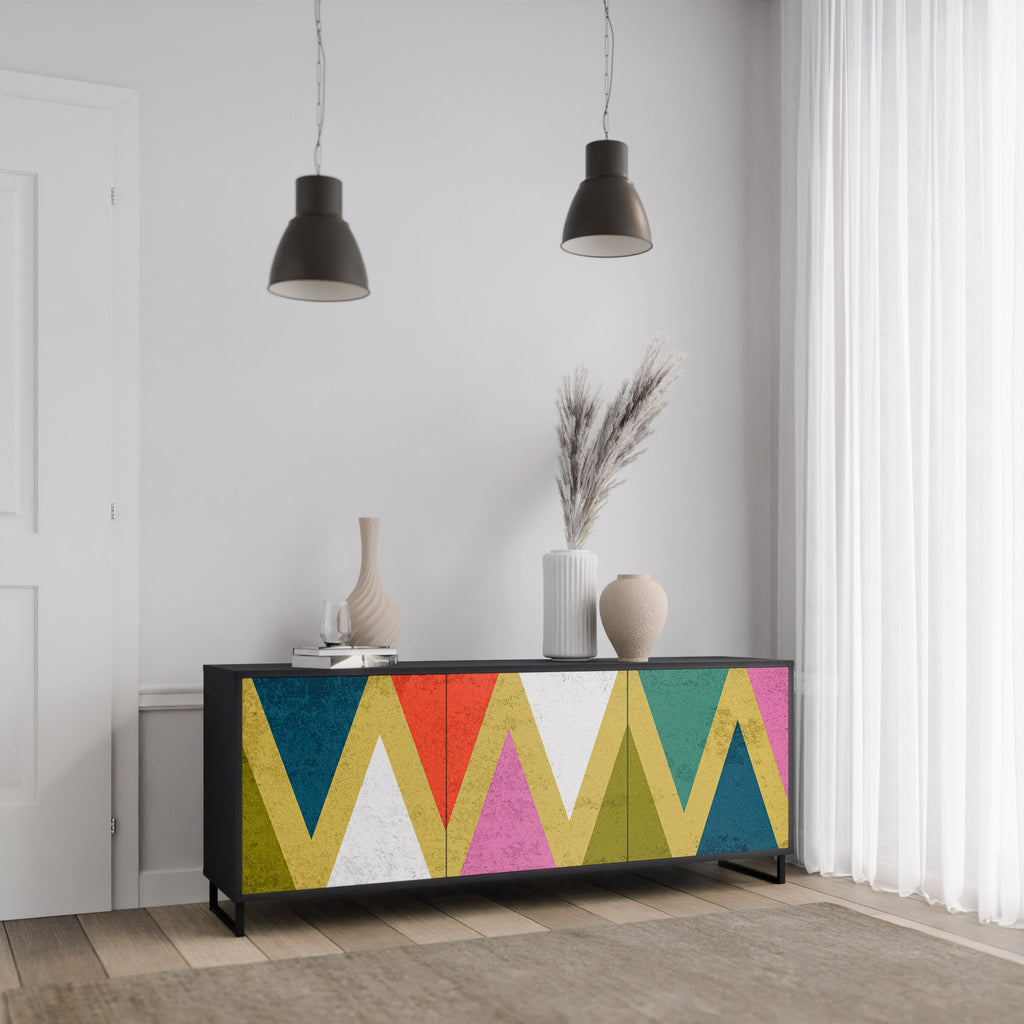 Μπουφές 3 θυρών COLORFUL TRIANGLES σε μαύρο φινίρισμα