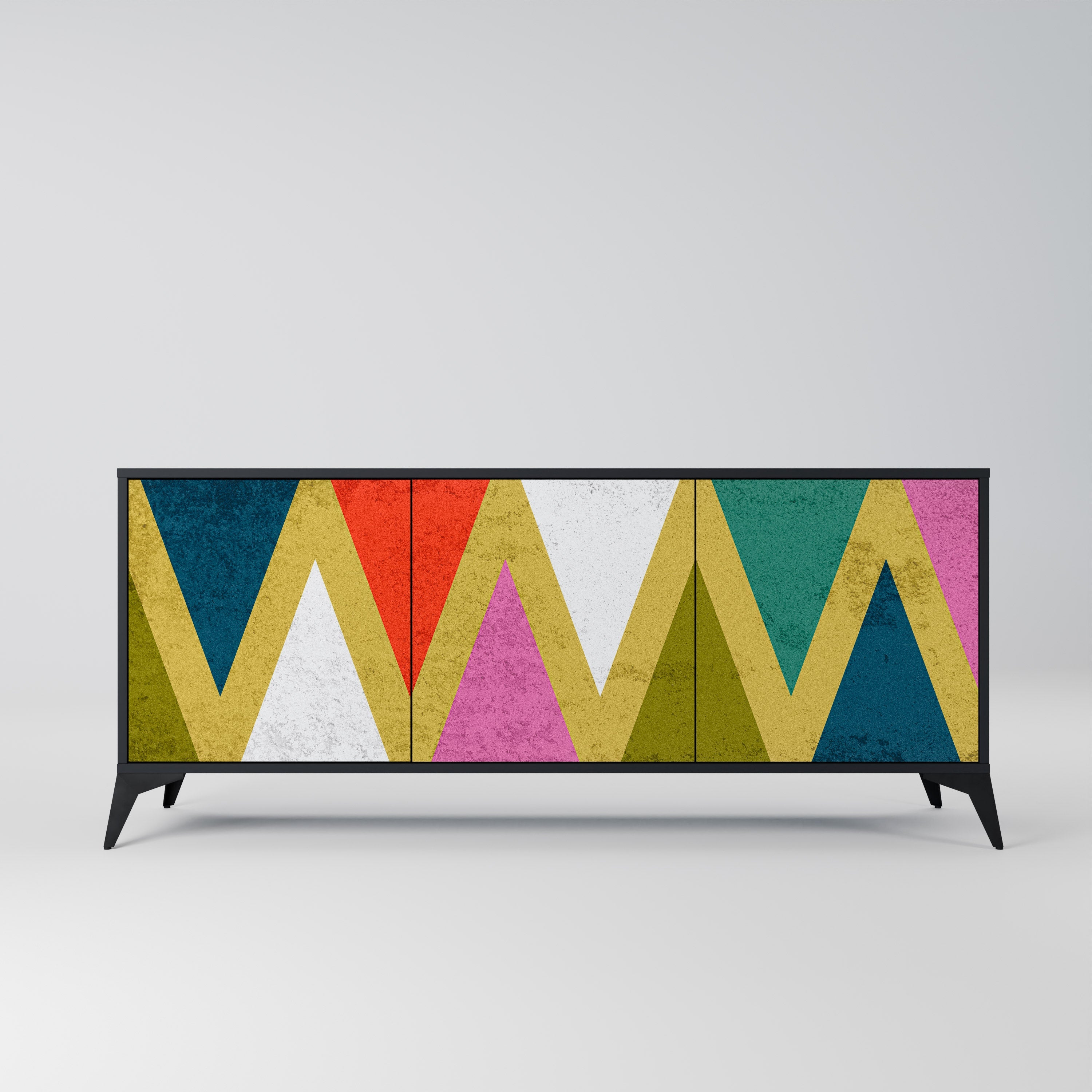 Μπουφές 3 θυρών COLORFUL TRIANGLES σε μαύρο φινίρισμα