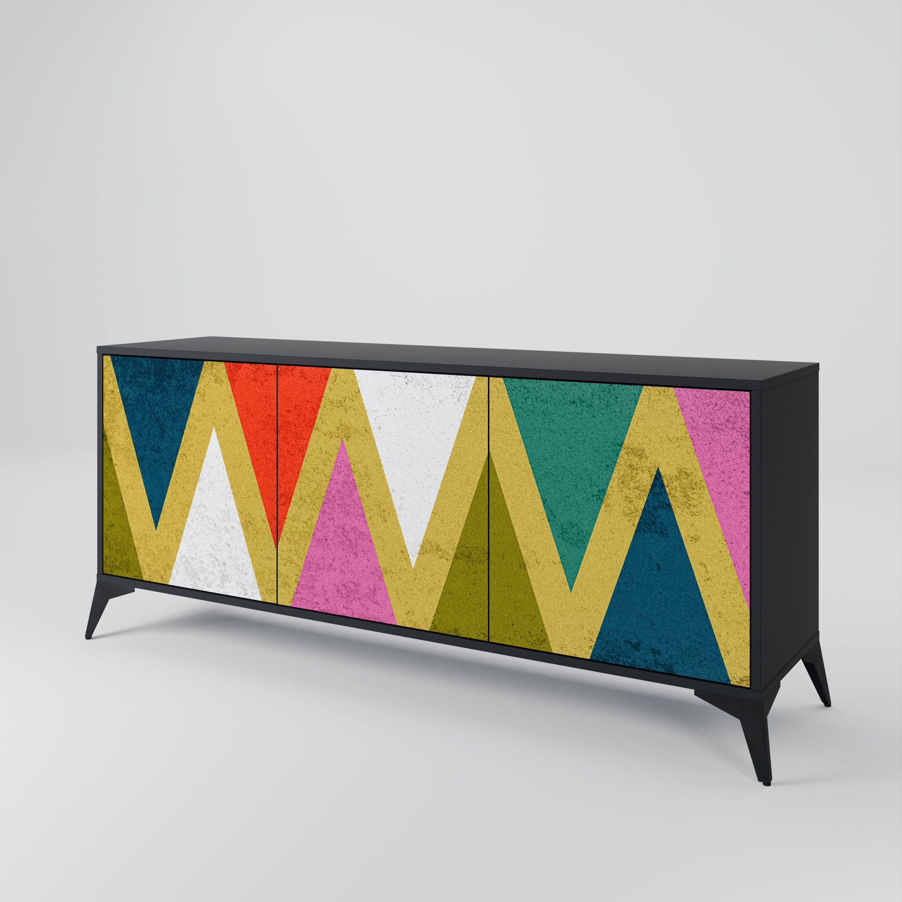 Μπουφές 3 θυρών COLORFUL TRIANGLES σε μαύρο φινίρισμα