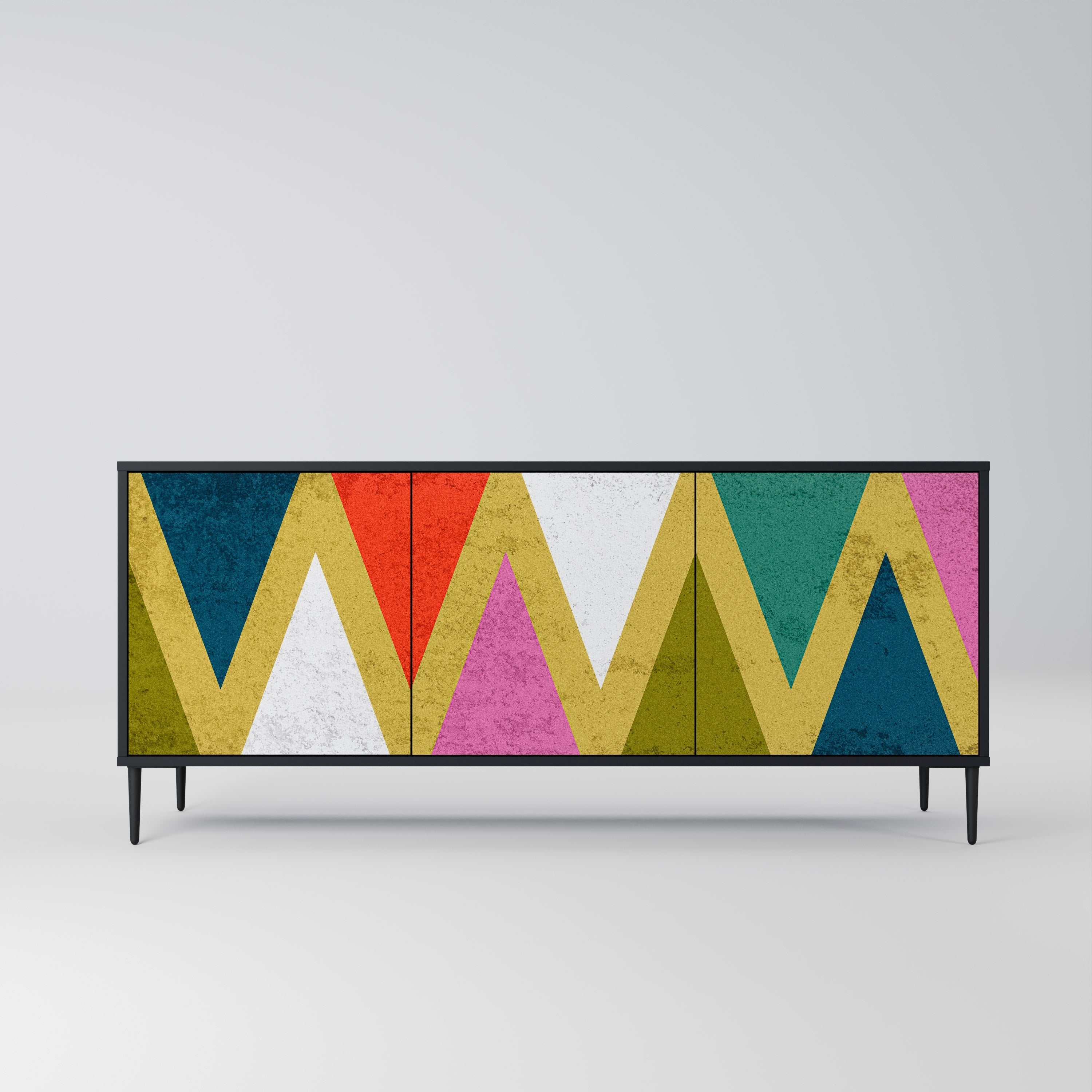 Μπουφές 3 θυρών COLORFUL TRIANGLES σε μαύρο φινίρισμα