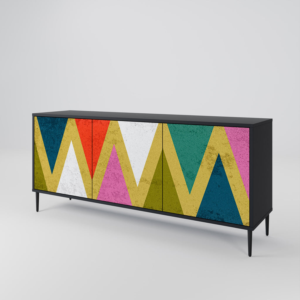 Μπουφές 3 θυρών COLORFUL TRIANGLES σε μαύρο φινίρισμα
