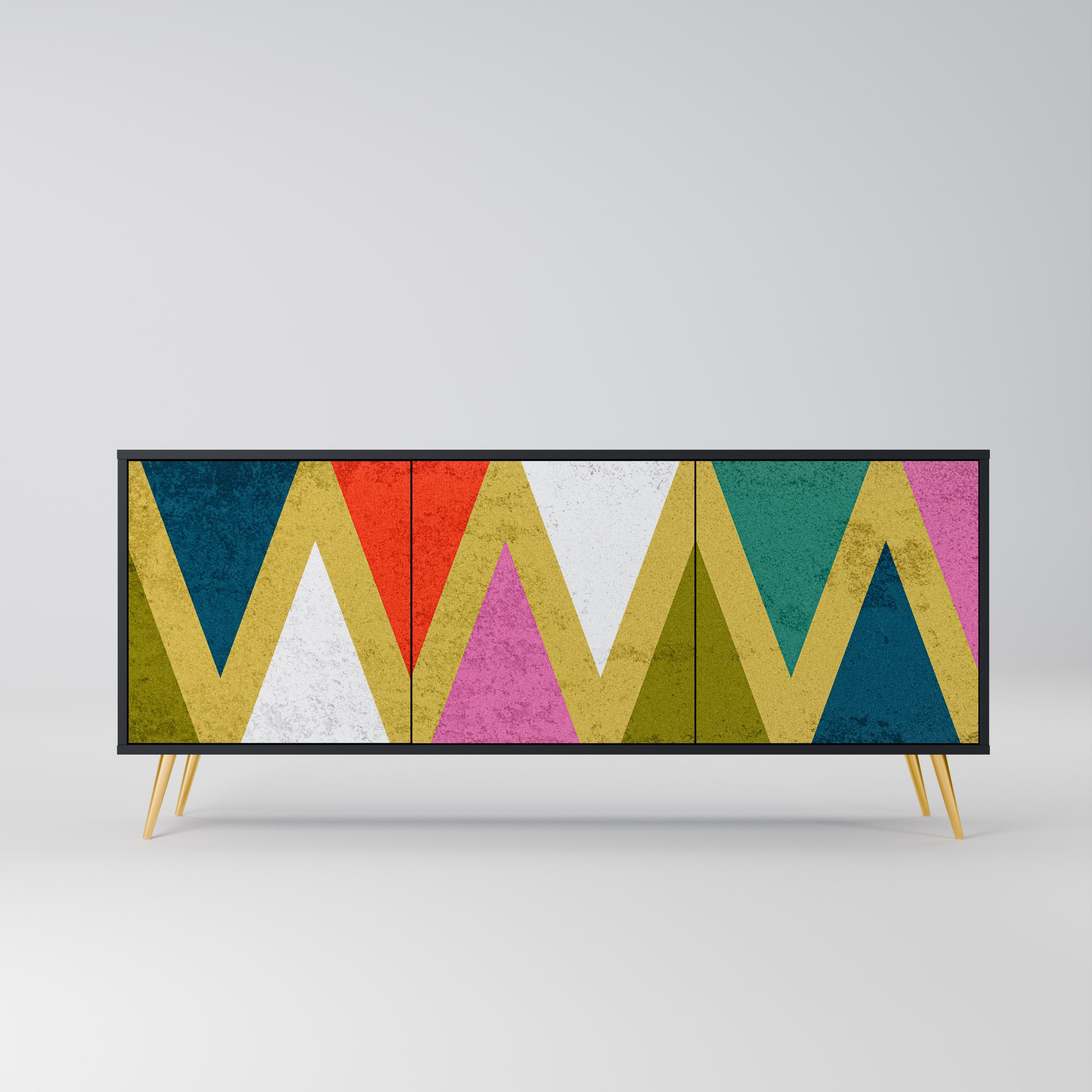 Μπουφές 3 θυρών COLORFUL TRIANGLES σε μαύρο φινίρισμα