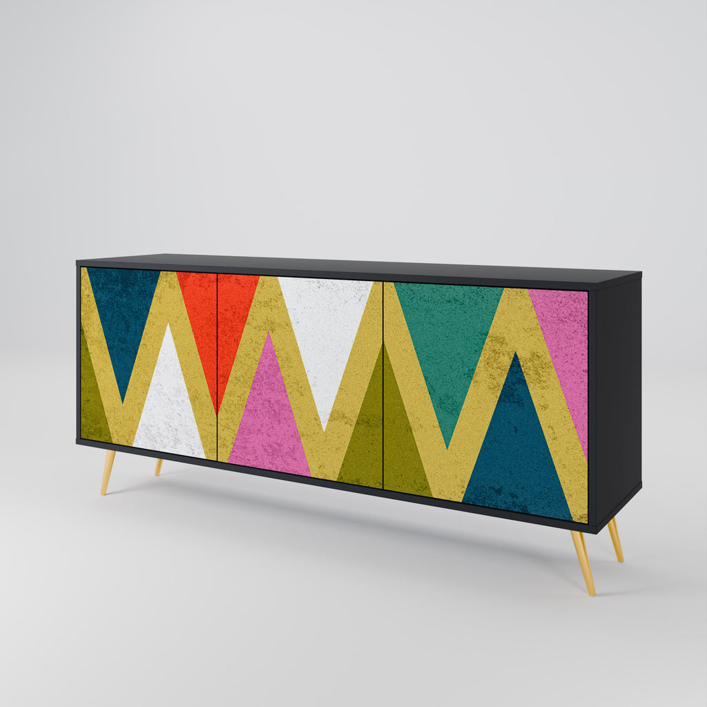 Μπουφές 3 θυρών COLORFUL TRIANGLES σε μαύρο φινίρισμα