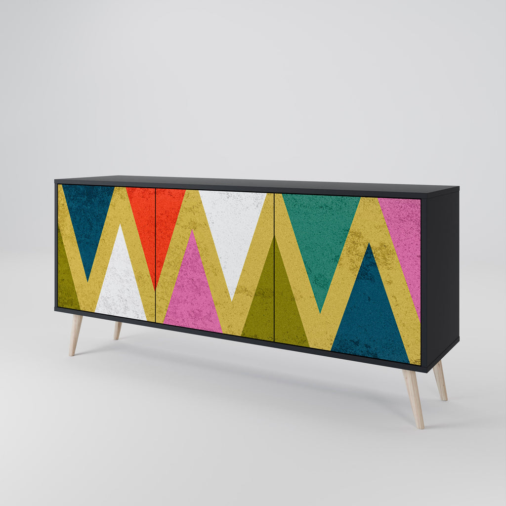 Μπουφές 3 θυρών COLORFUL TRIANGLES σε μαύρο φινίρισμα