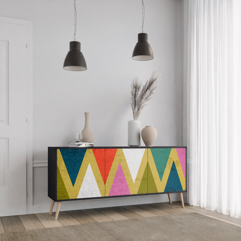 Μπουφές 3 θυρών COLORFUL TRIANGLES σε μαύρο φινίρισμα