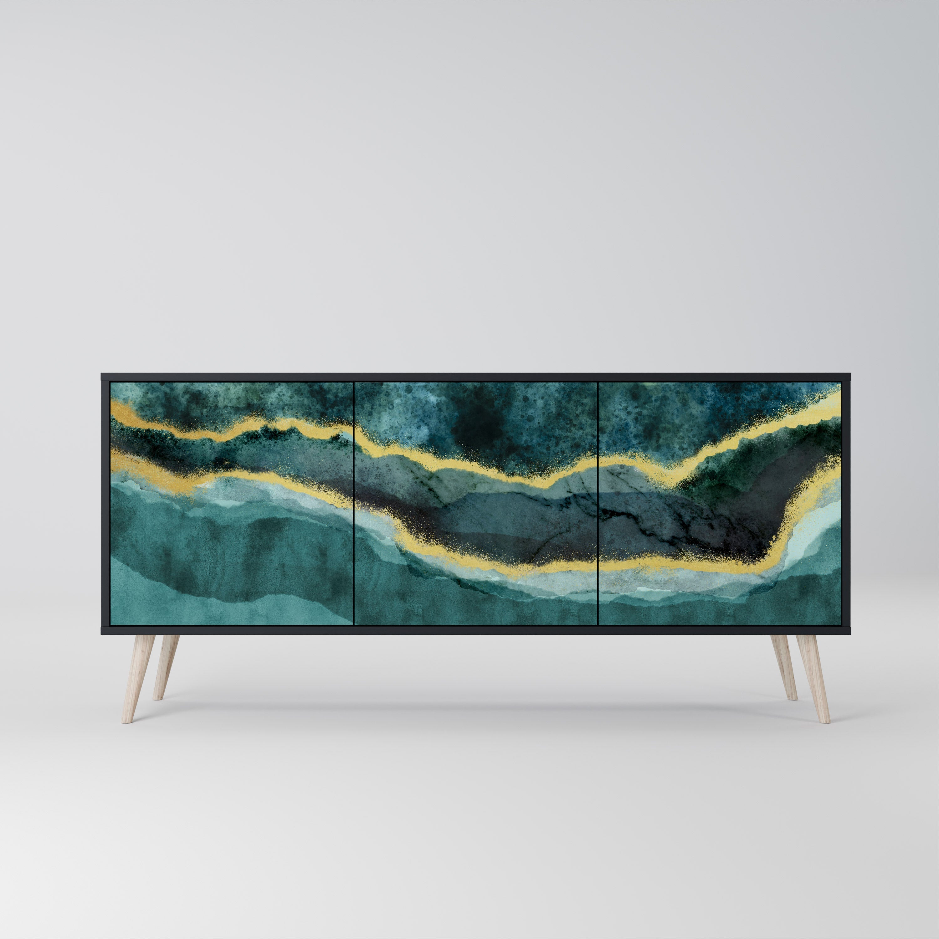 GOLDRUSH ODYSSEY 3-Door Sideboard in Black Finish