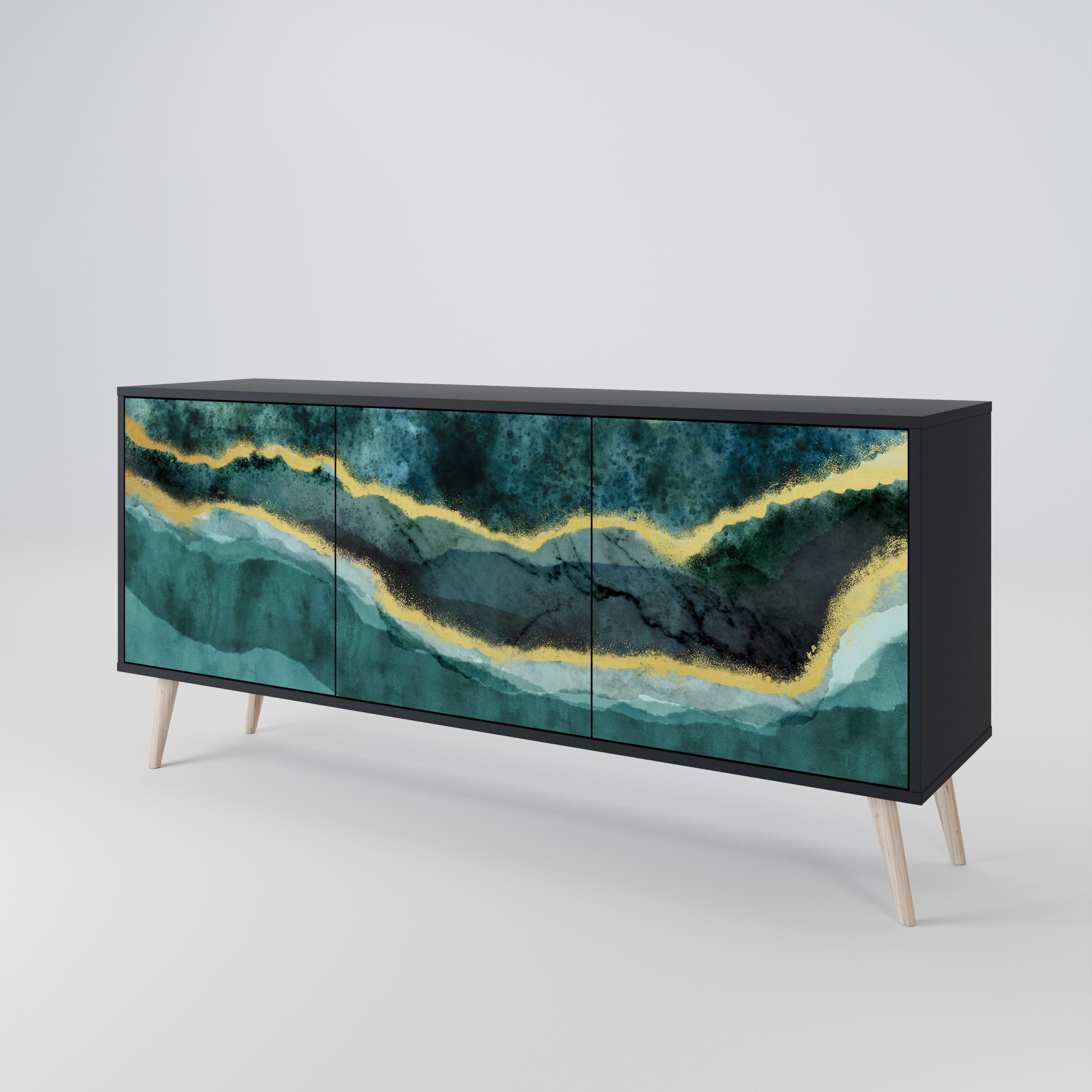 GOLDRUSH ODYSSEY 3-Door Sideboard in Black Finish