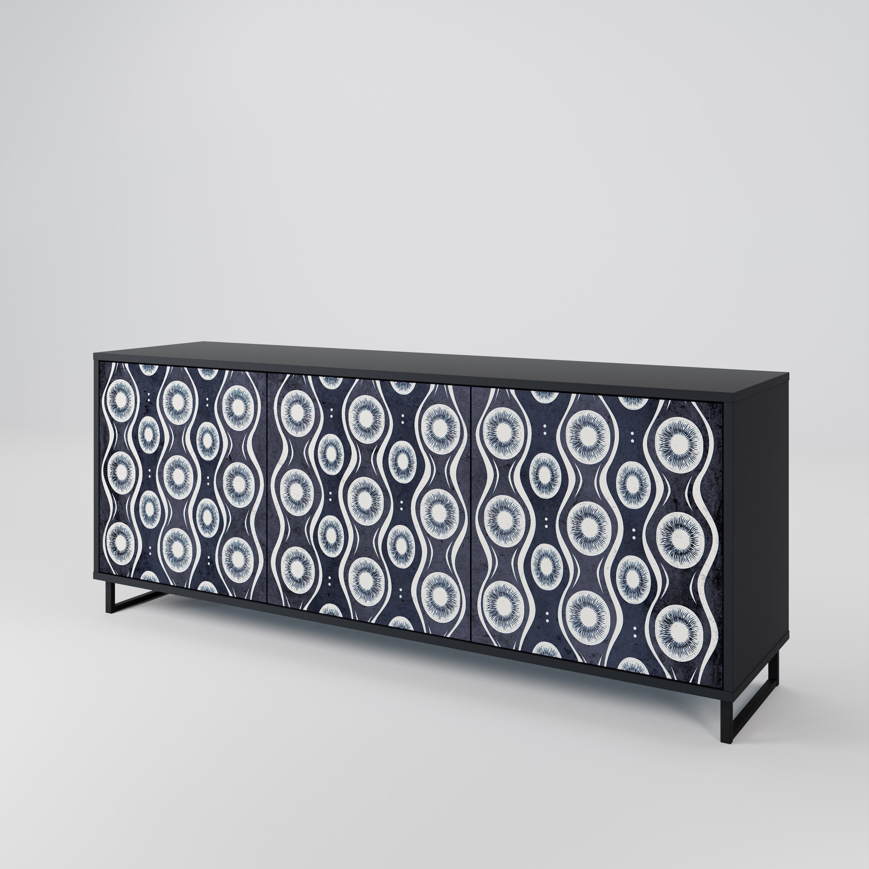 GRAPHITE EYES 3-Door Sideboard in Black Finish