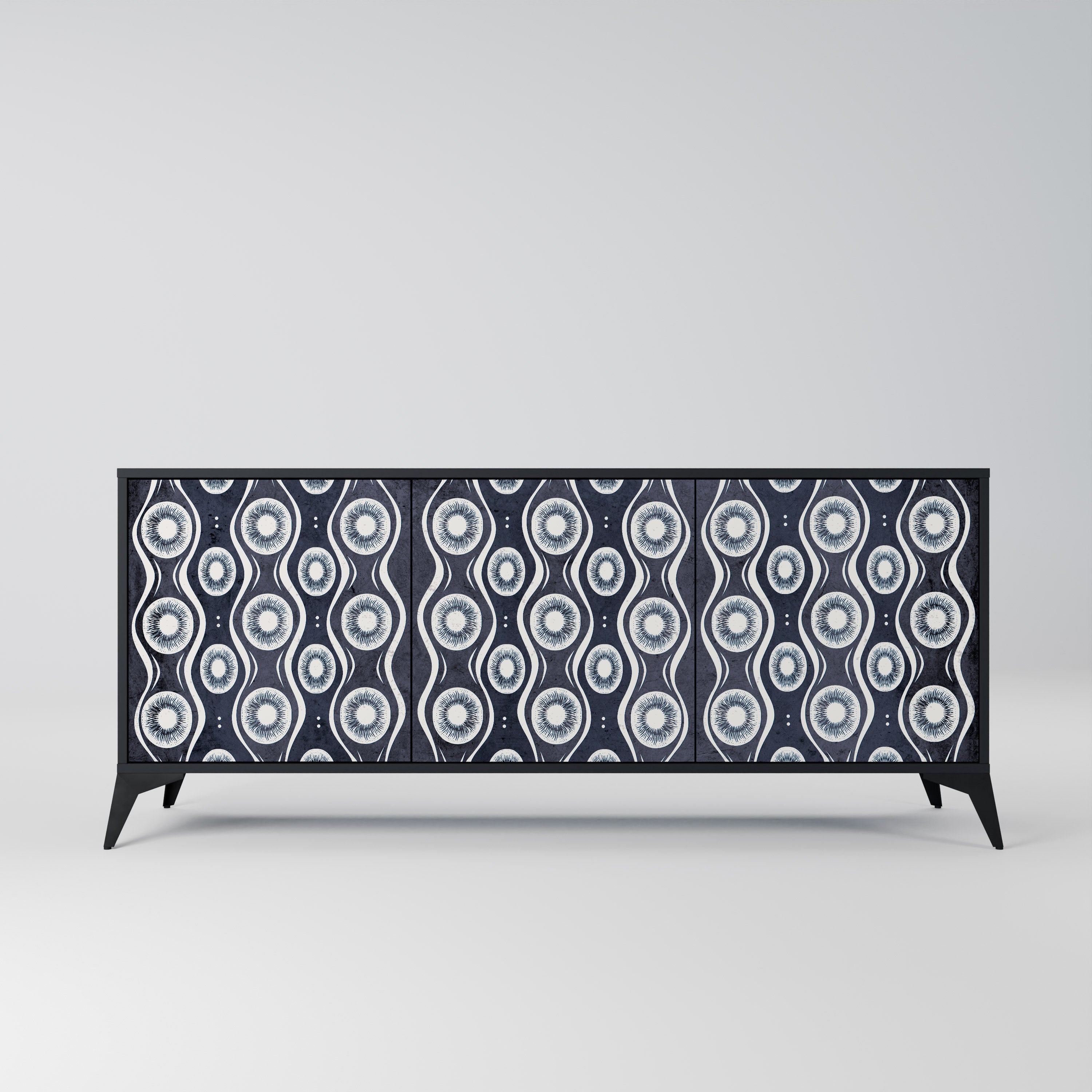 GRAPHITE EYES 3-Door Sideboard in Black Finish