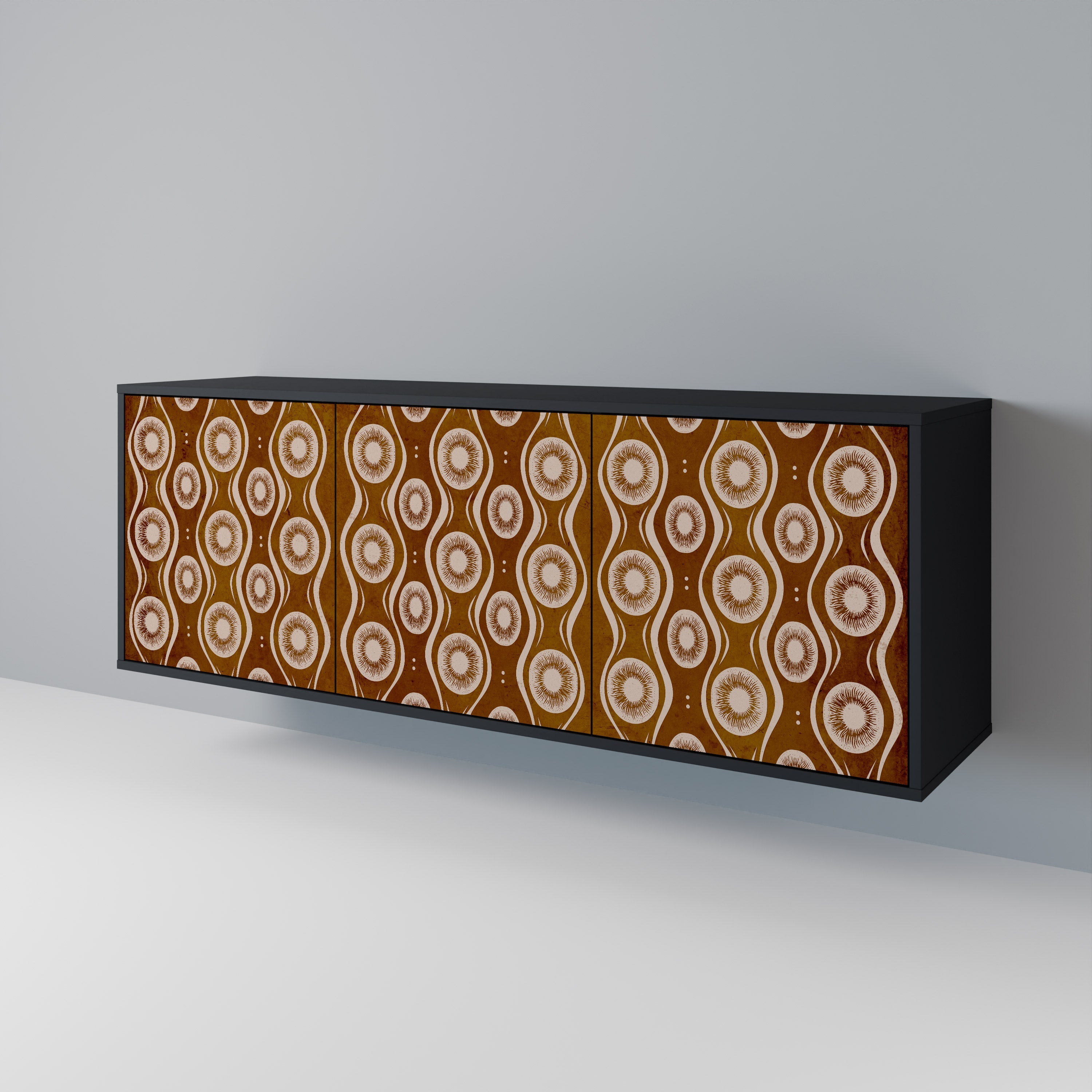 BROWN EYES 3-Door Sideboard in Black Finish