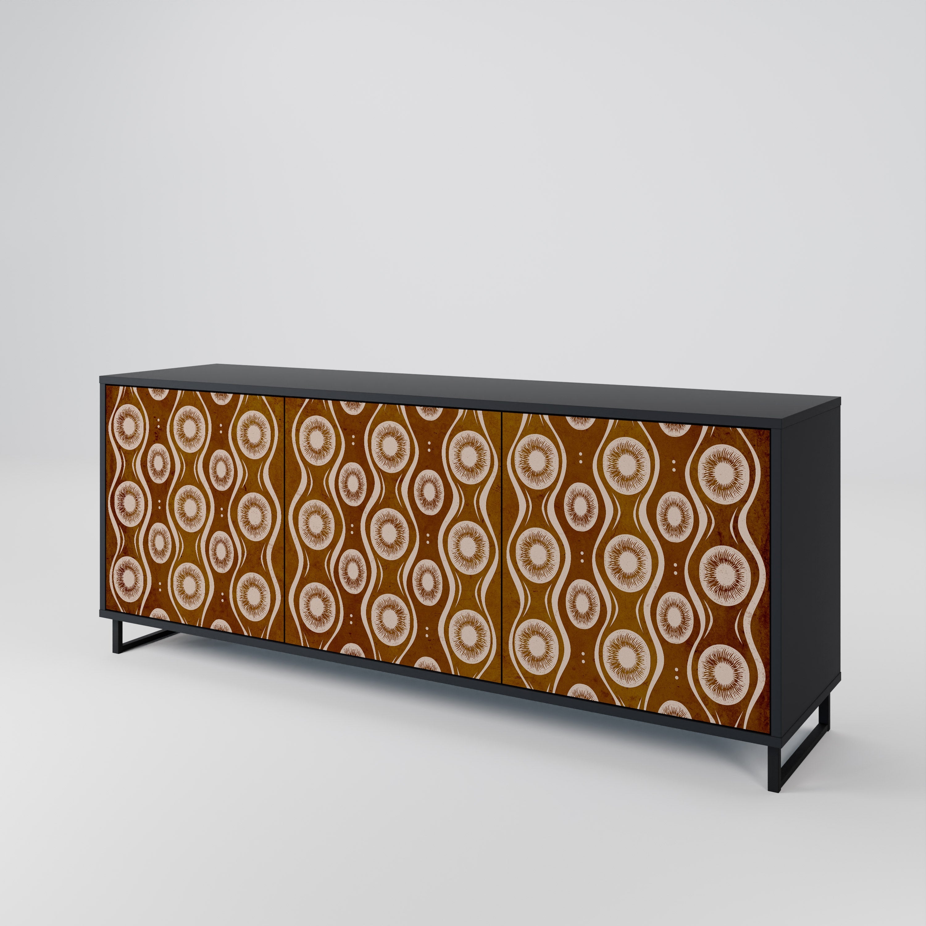 BROWN EYES 3-Door Sideboard in Black Finish