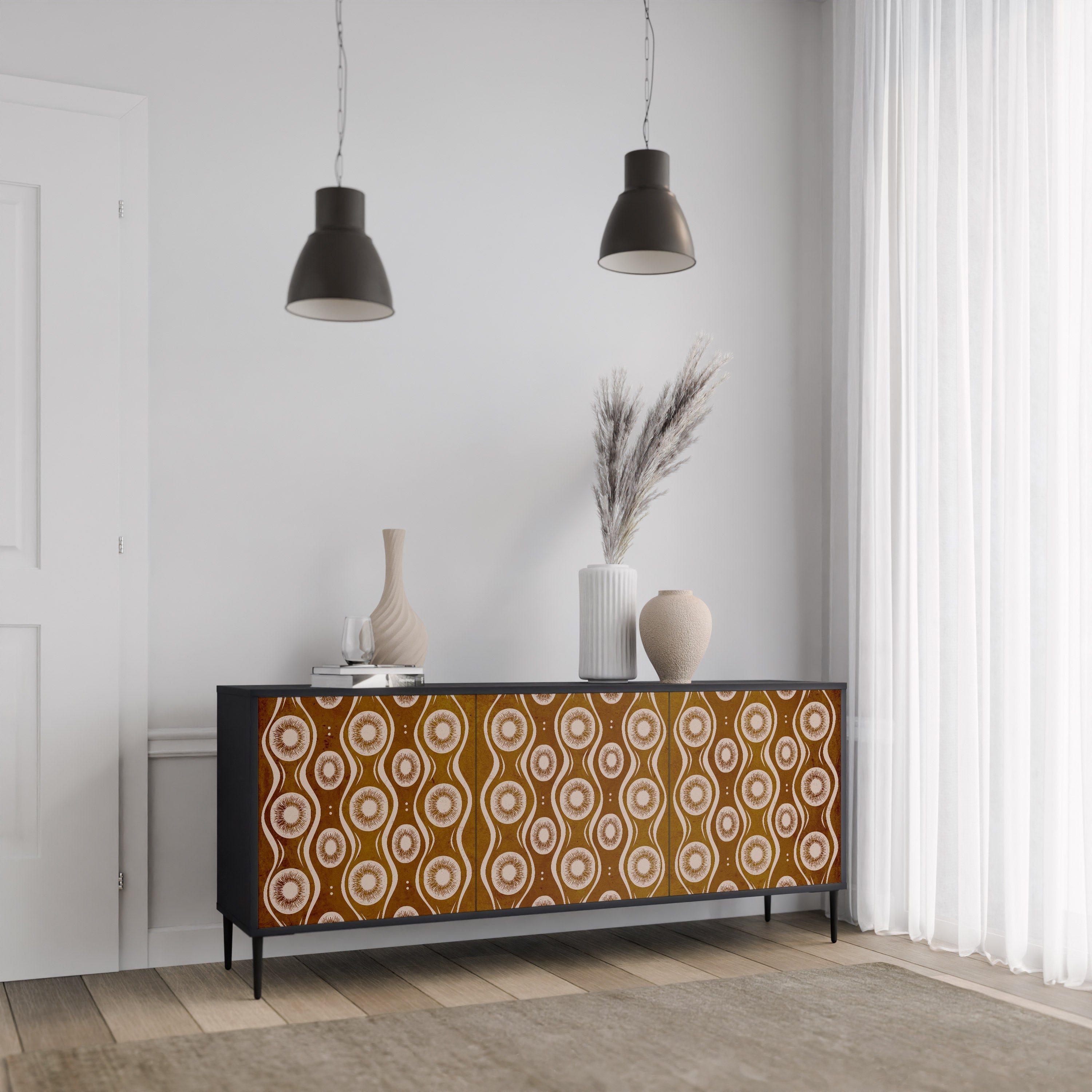 BROWN EYES 3-Door Sideboard in Black Finish