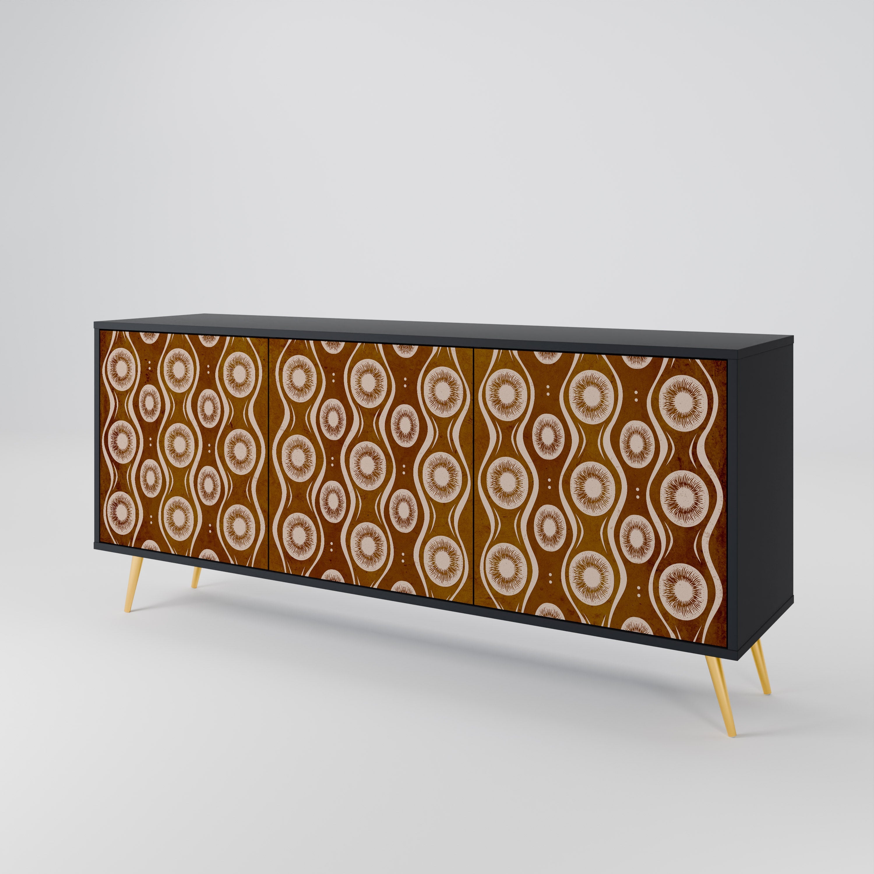 BROWN EYES 3-Door Sideboard in Black Finish