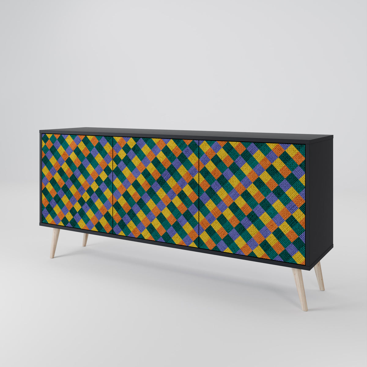 PAINTED SQUARES MIX Μπουφές 3-θυρών