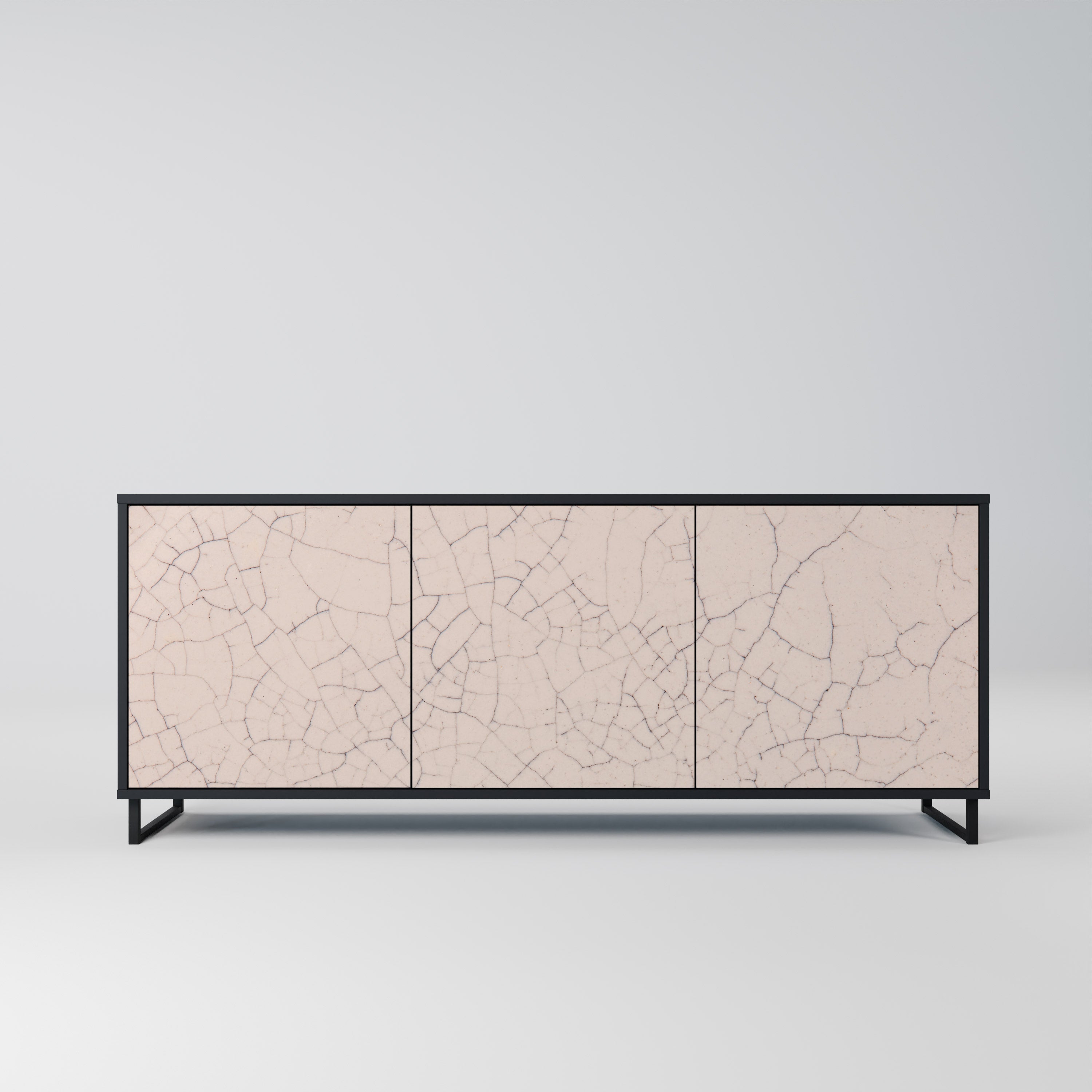 CERAMIC TEXTURE 3-Door Sideboard in Black Finish