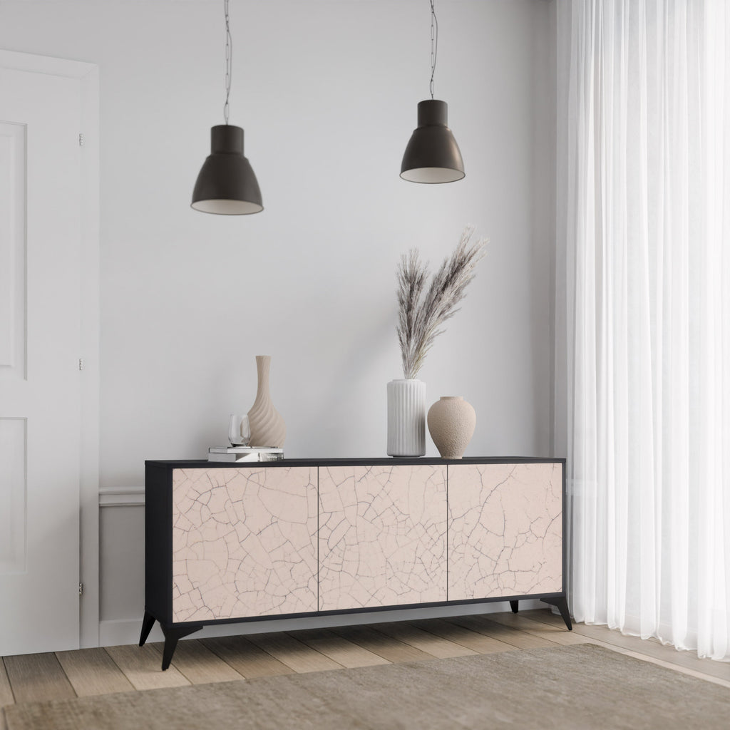 Μπουφές 3 θυρών CERAMIC TEXTURE σε μαύρο φινίρισμα