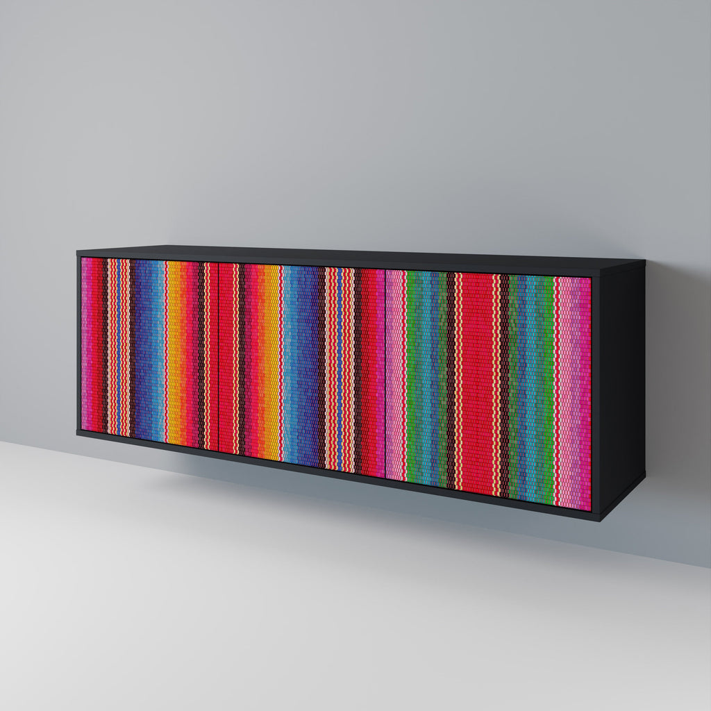 ETHNIC MEXICAN 3-Door Sideboard in Black Finish