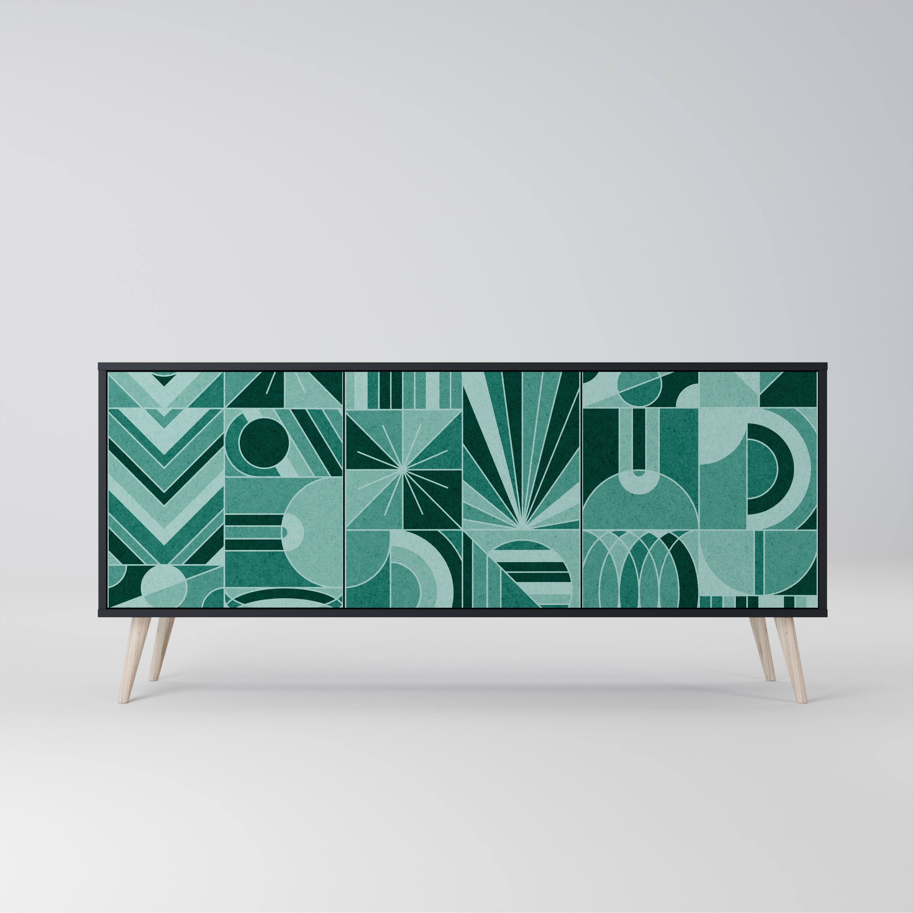 HARMONIC GRID 3-Door Sideboard in Black Finish