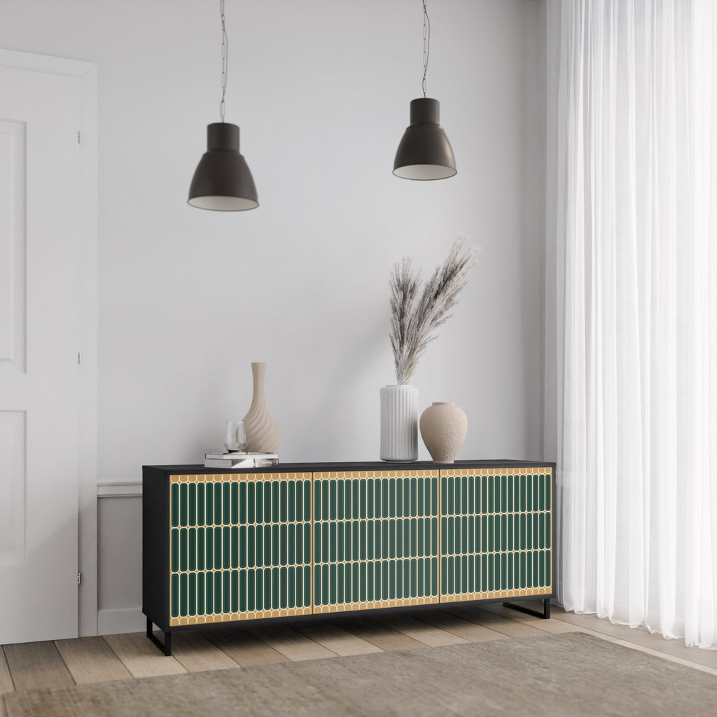 ILUSION GATE 3-Door Sideboard in Black Finish