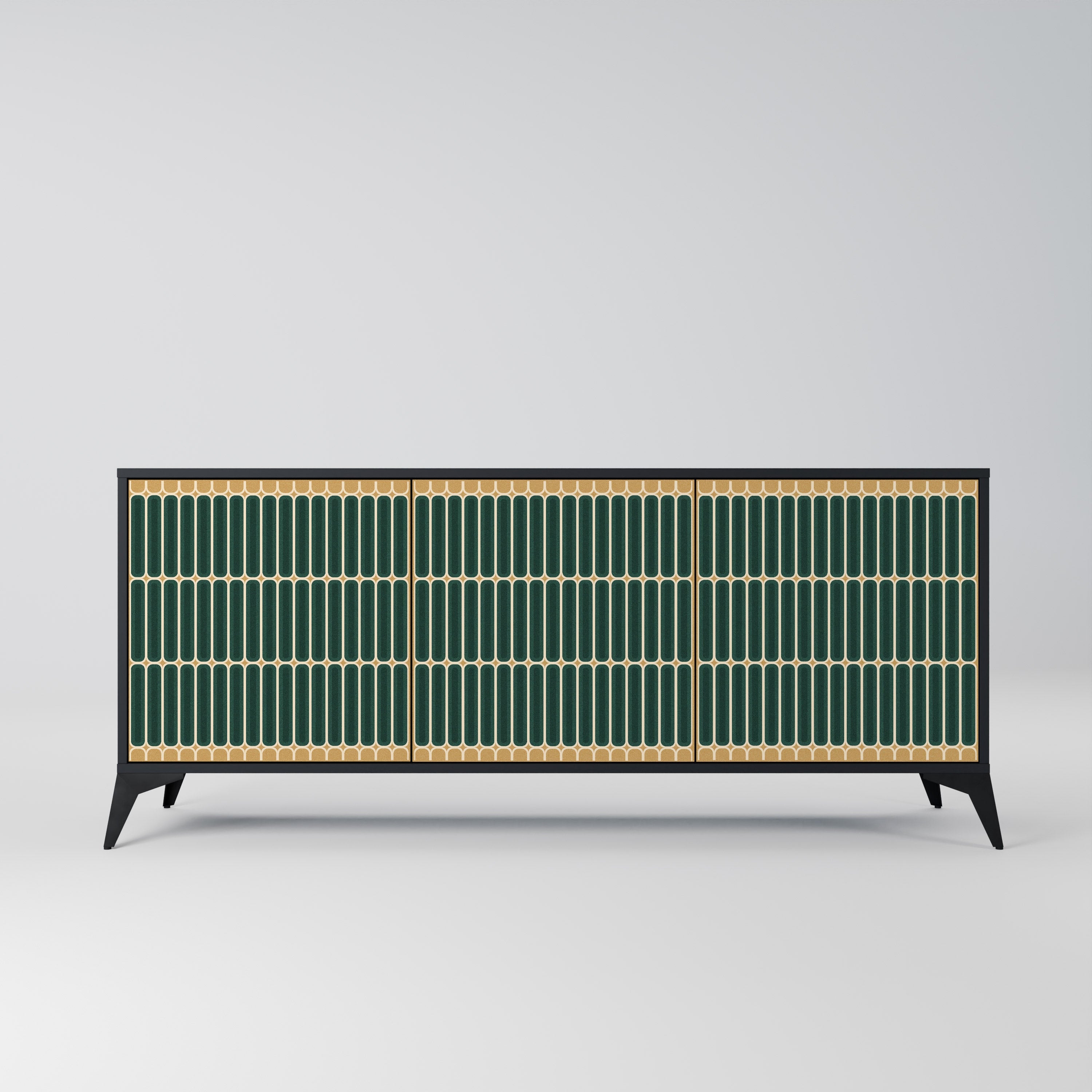 ILUSION GATE 3-Door Sideboard in Black Finish