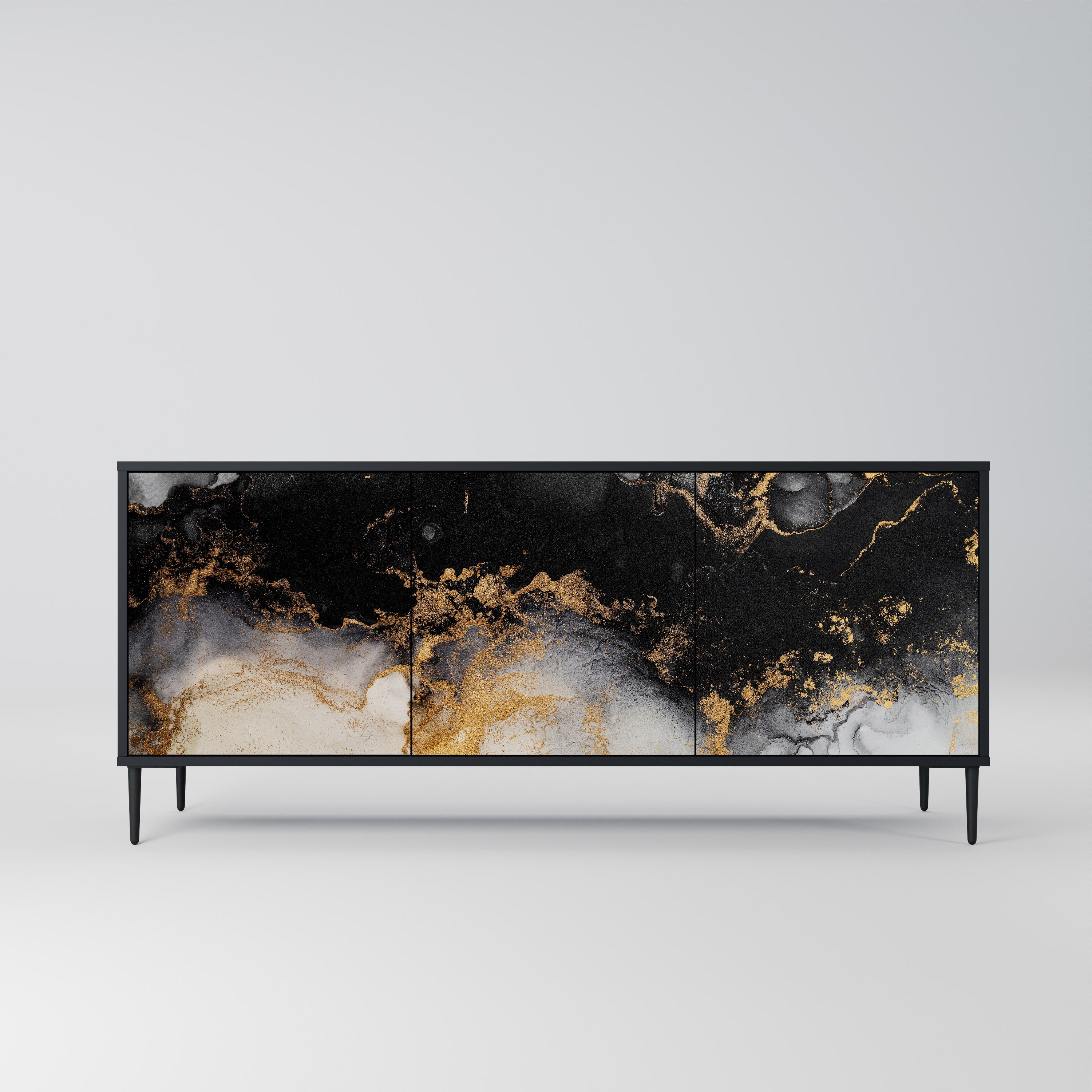 MARBLE OF TOMMORROW 3-Door Sideboard in Black Finish