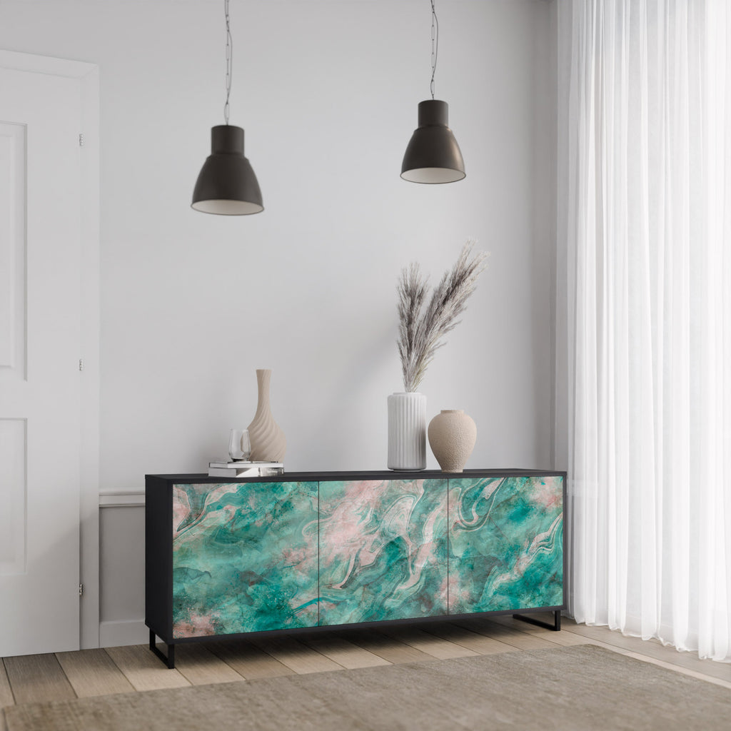 ABSTRACT ALCHEMY 3-Door Sideboard in Black Finish