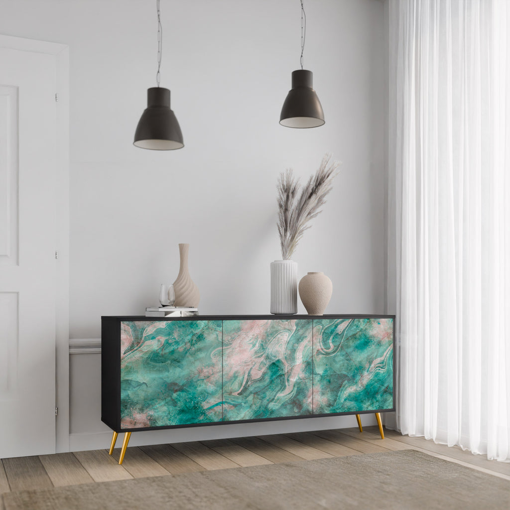 ABSTRACT ALCHEMY 3-Door Sideboard in Black Finish