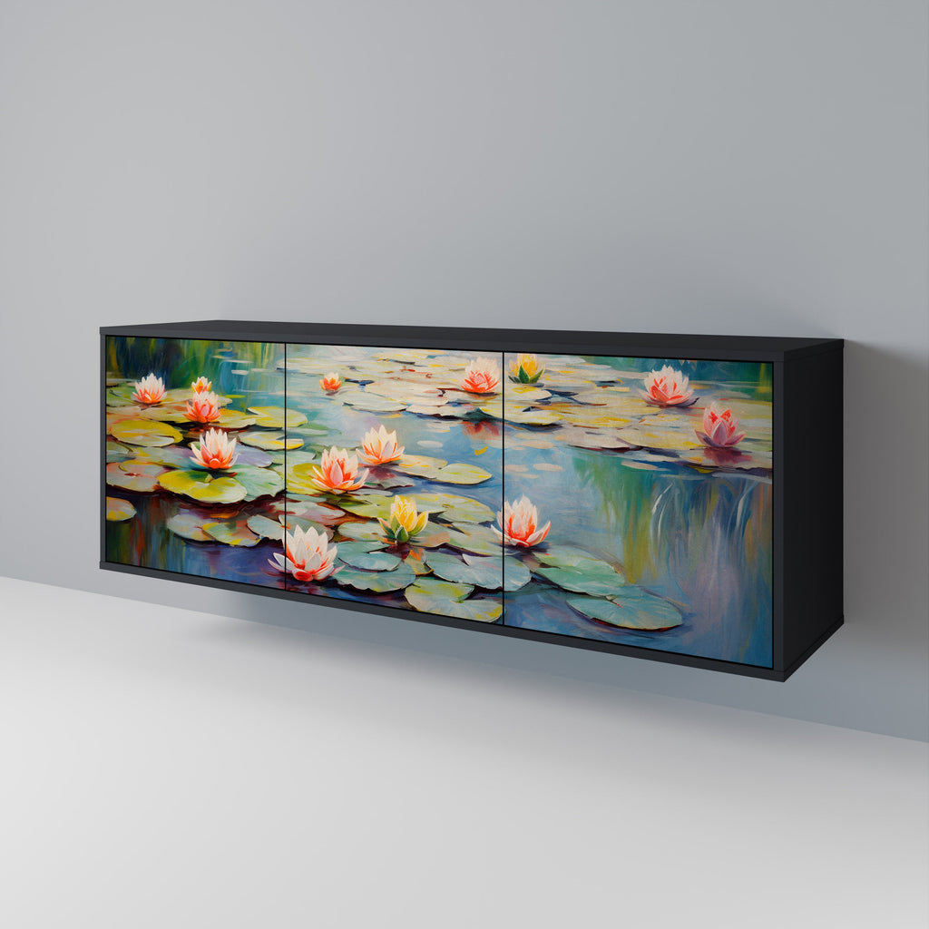 Μπουφές 3 θυρών BLOOMING WATERS σε μαύρο φινίρισμα