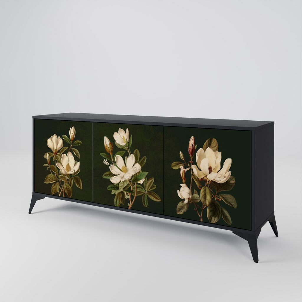 Μπουφές FLORAL NOIR με 3 πόρτες σε μαύρο φινίρισμα