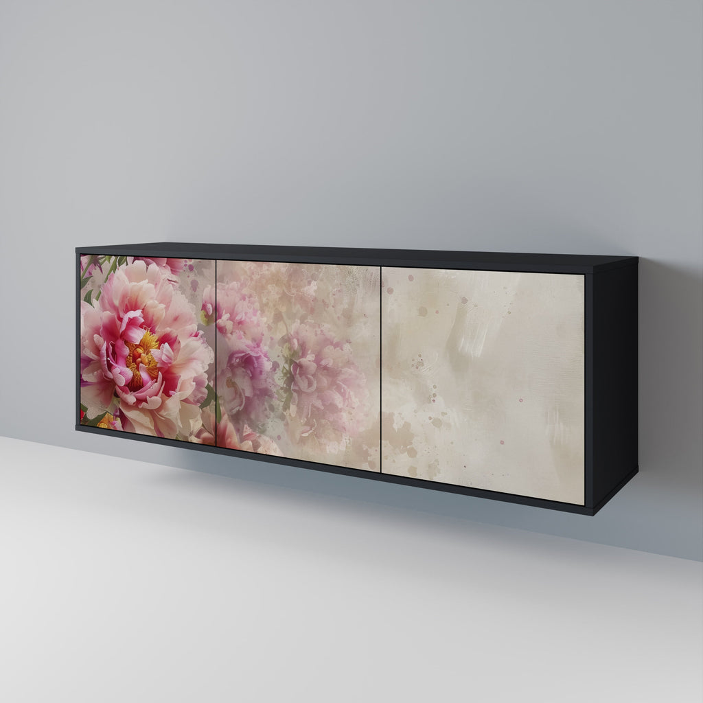 PEONY WHISPER 3-Door Sideboard in Black Finish