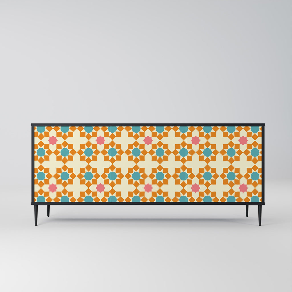 FLORAL DECOR 3-Door Sideboard in Black Finish