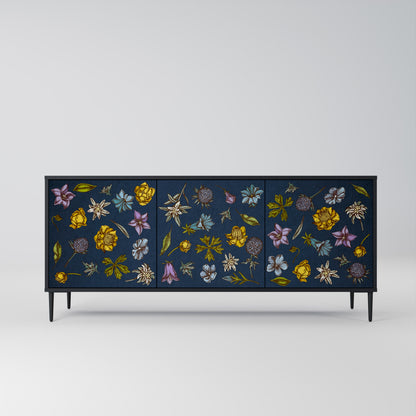 FLOWERS ON NAVY BLUE Μπουφές 3-θυρών