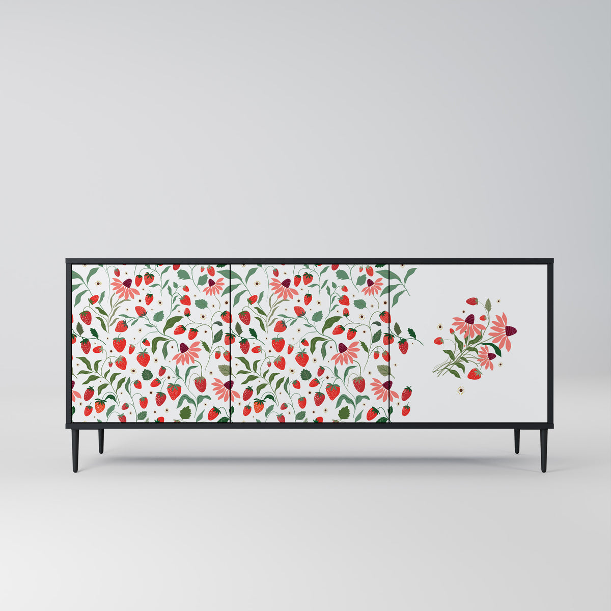 FLOWERS AND STRAWBERRIES Μπουφές 3-θυρών