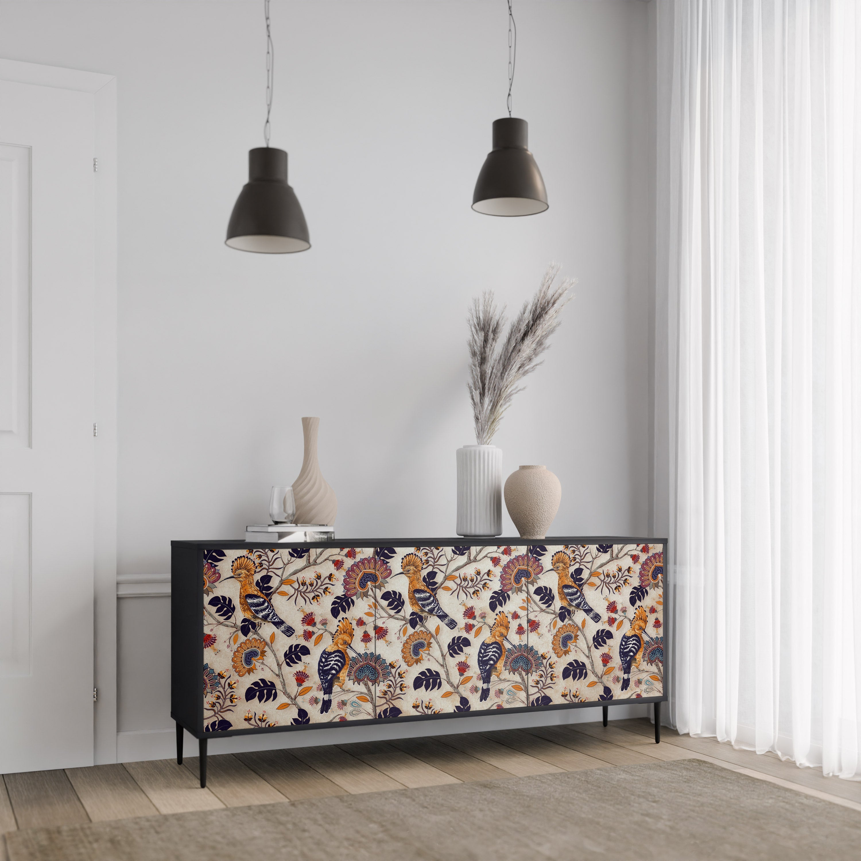 EMINENT HOOPOE 3-Door Sideboard in Black Finish