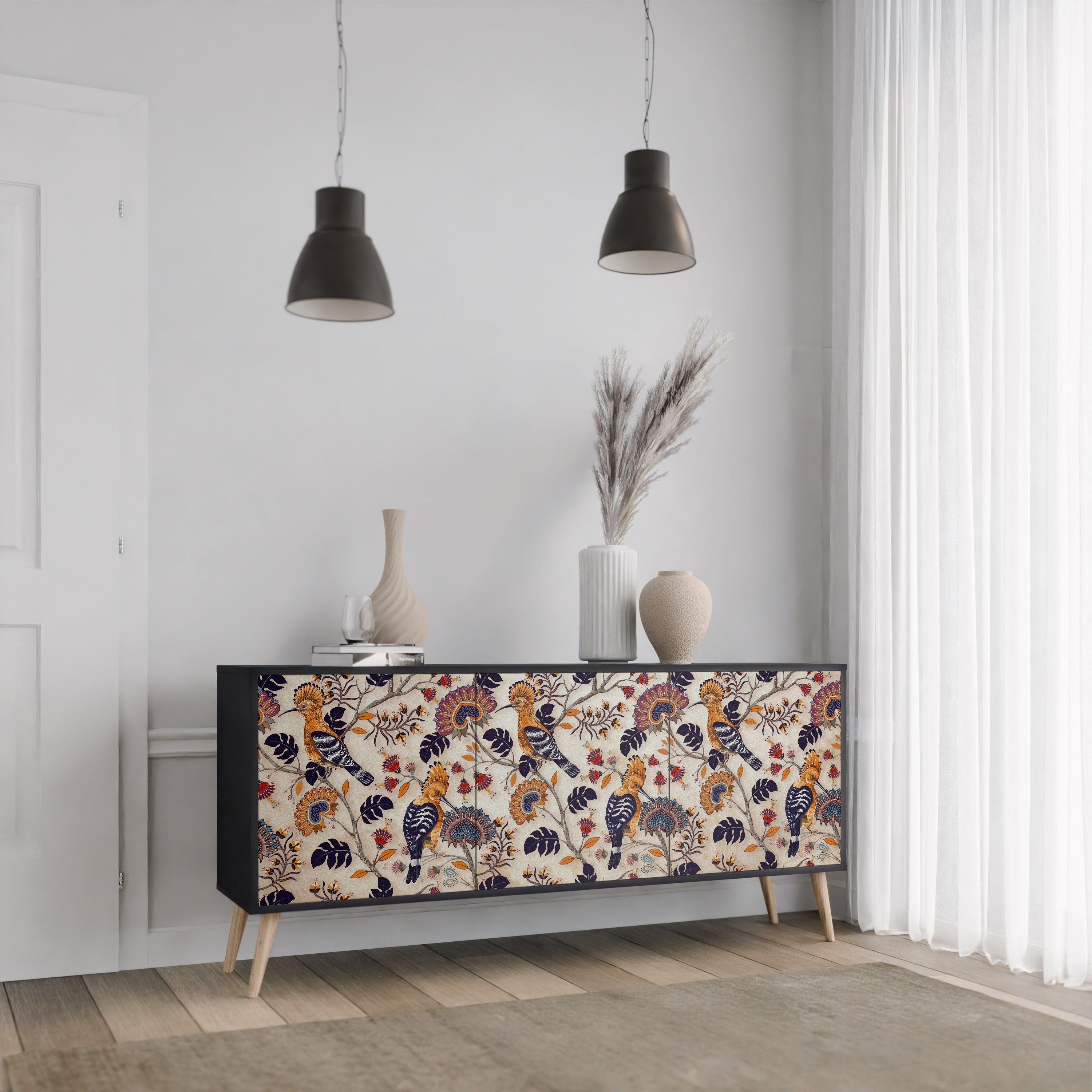 EMINENT HOOPOE 3-Door Sideboard in Black Finish