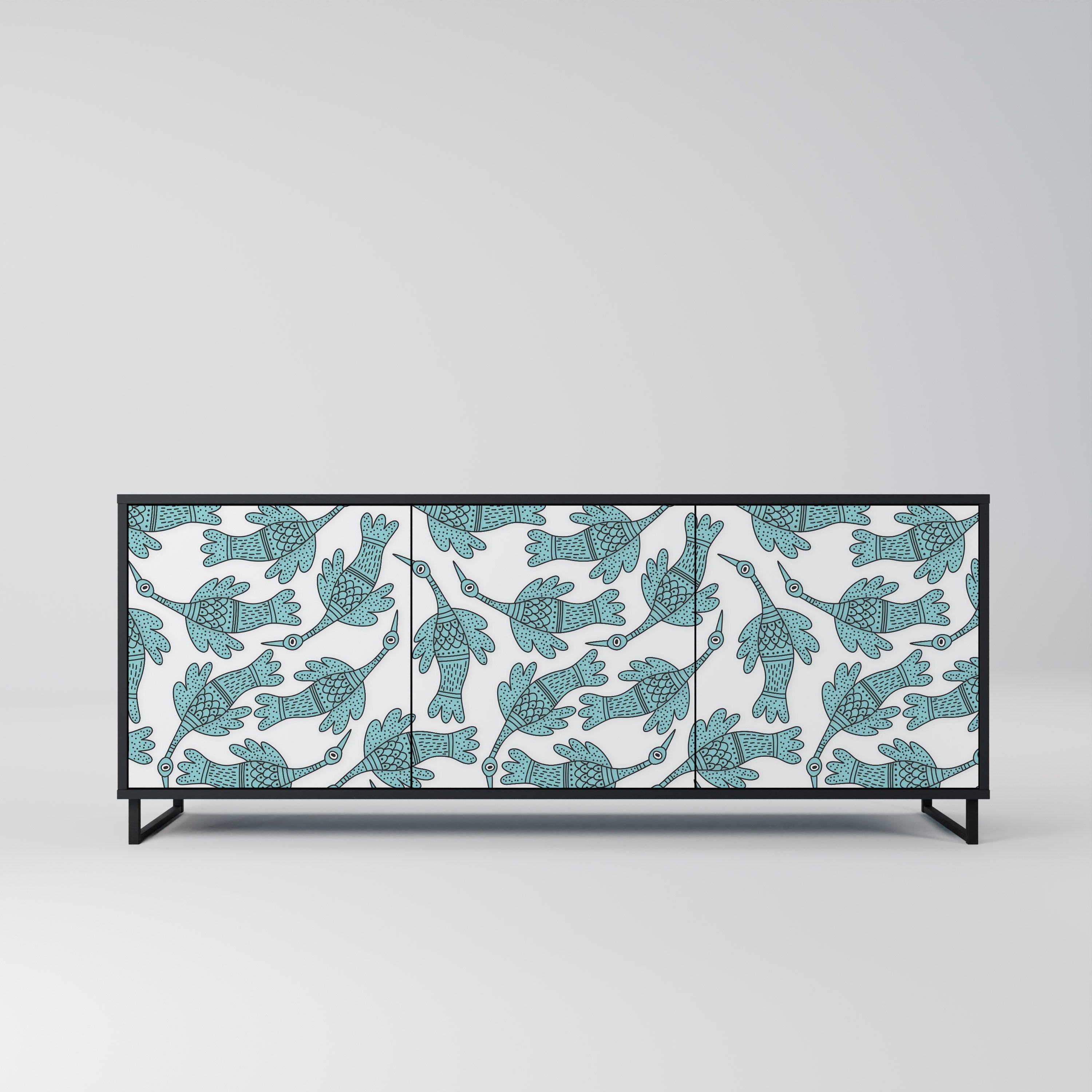 WATERSPOUT SONGIBIRD 3-Door Sideboard in Black Finish