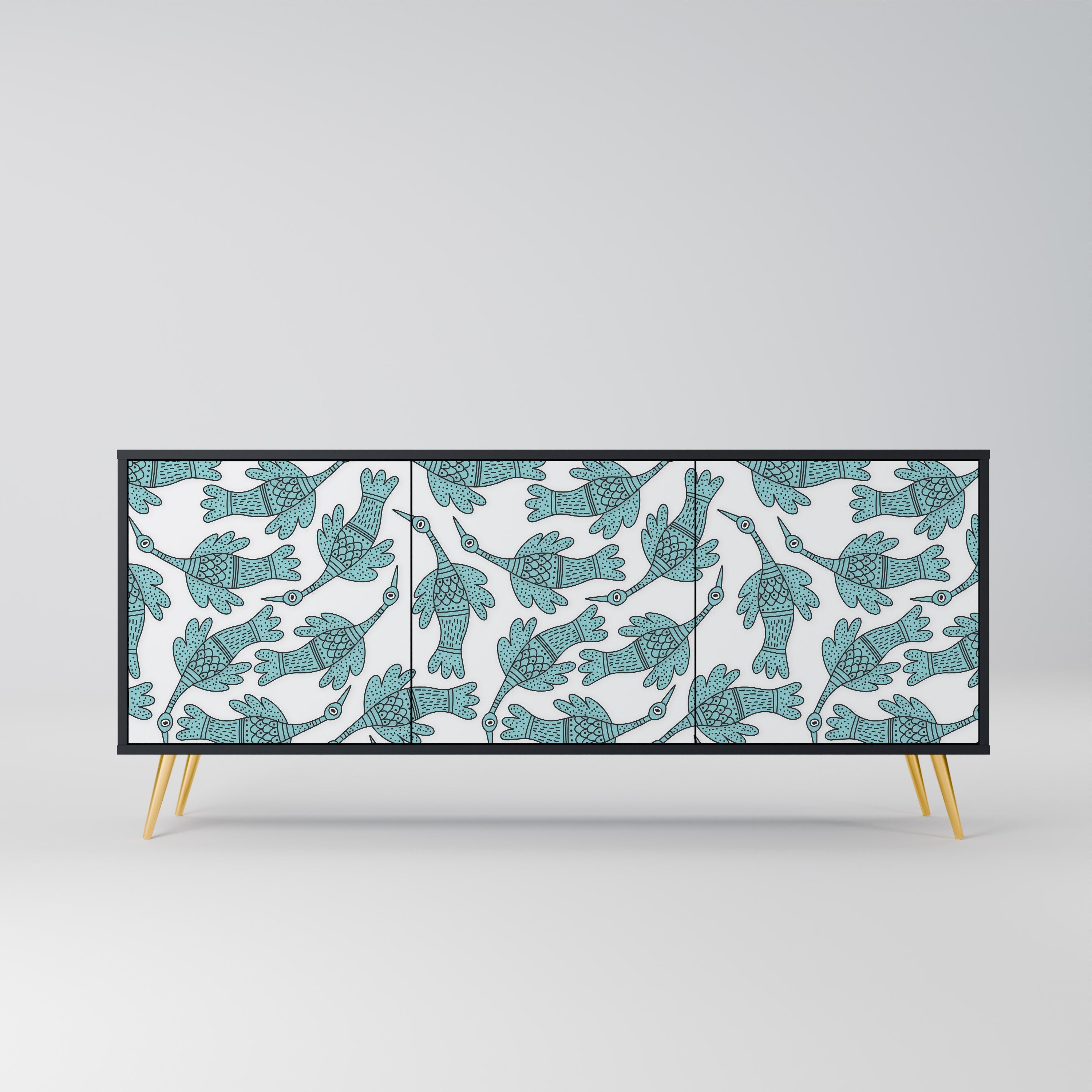 WATERSPOUT SONGIBIRD 3-Door Sideboard in Black Finish