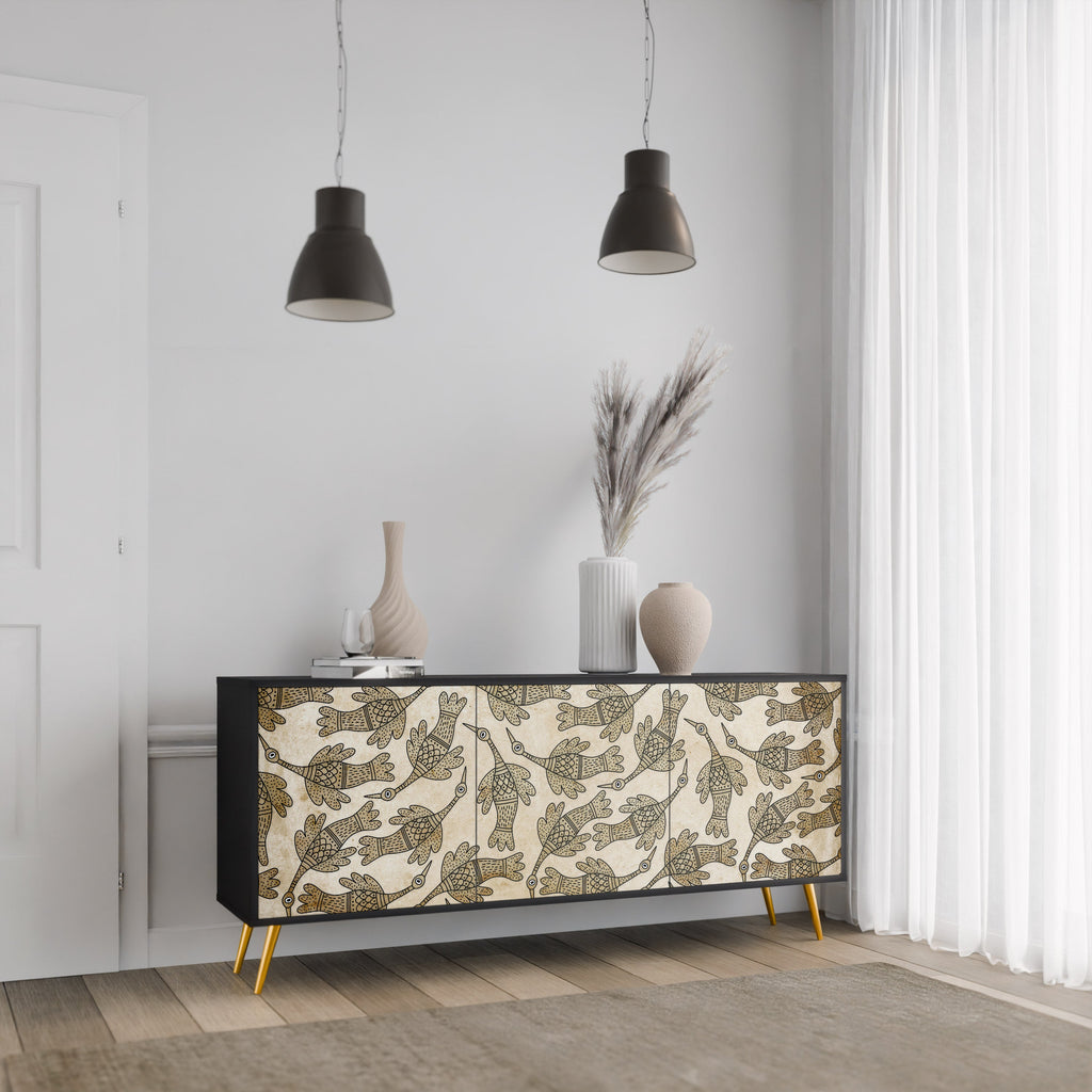 ALMONDINE SONGBIRD 3-Door Sideboard in Black Finish