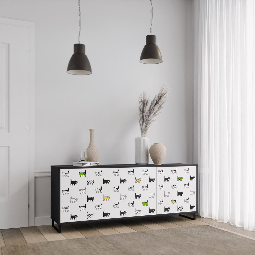 CATS COMPILATION 3-Door Sideboard in Black Finish