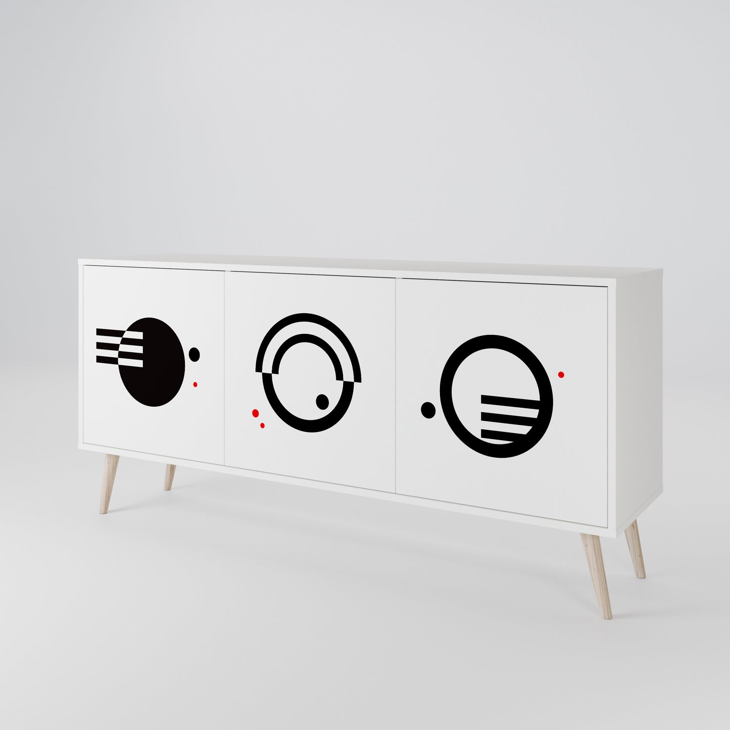 BLACK AND WHITE COMBINATION Μπουφές 3-θυρών