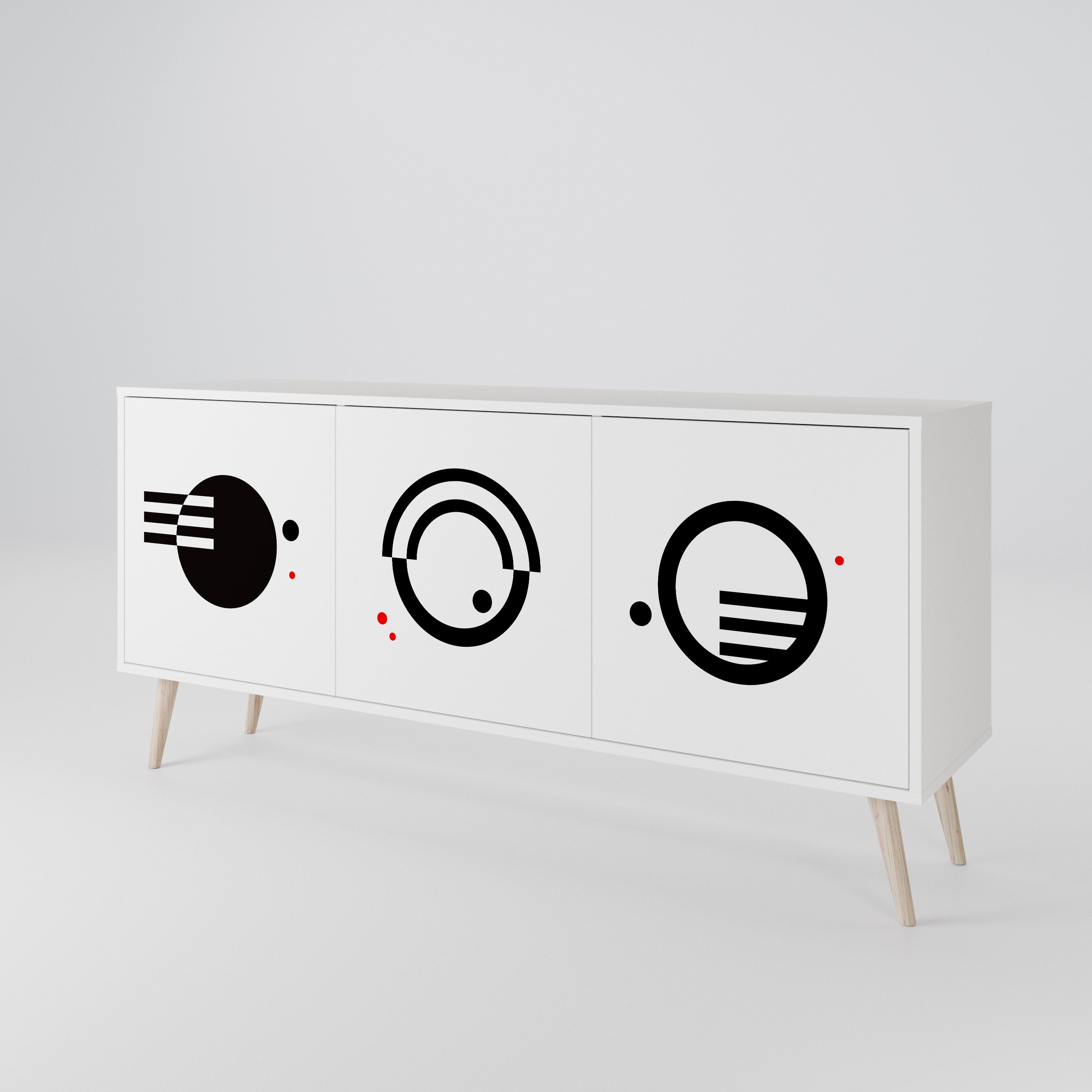BLACK AND WHITE COMBINATION Μπουφές 3-θυρών