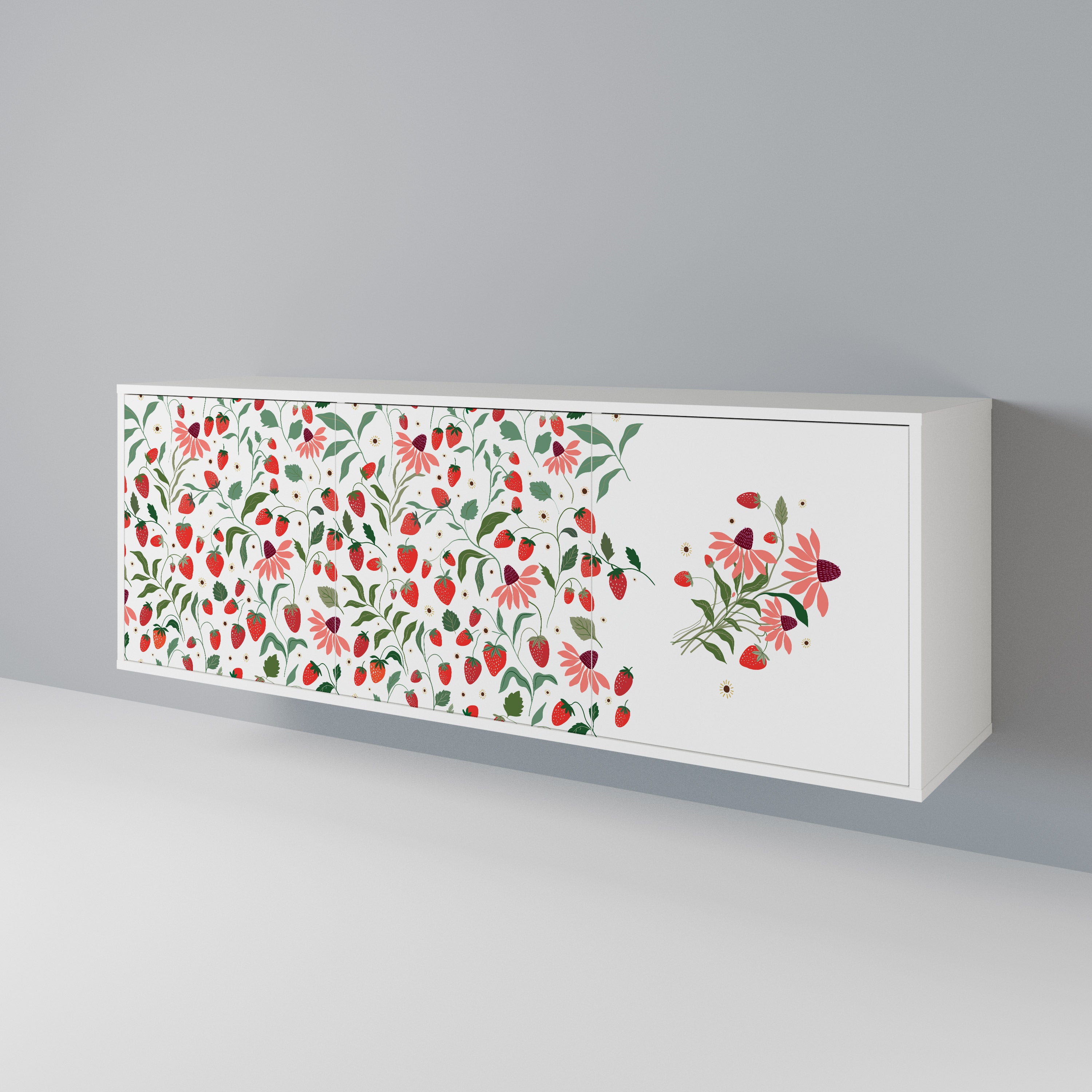 FLOWERS AND STRAWBERRIES Μπουφές 3-θυρών