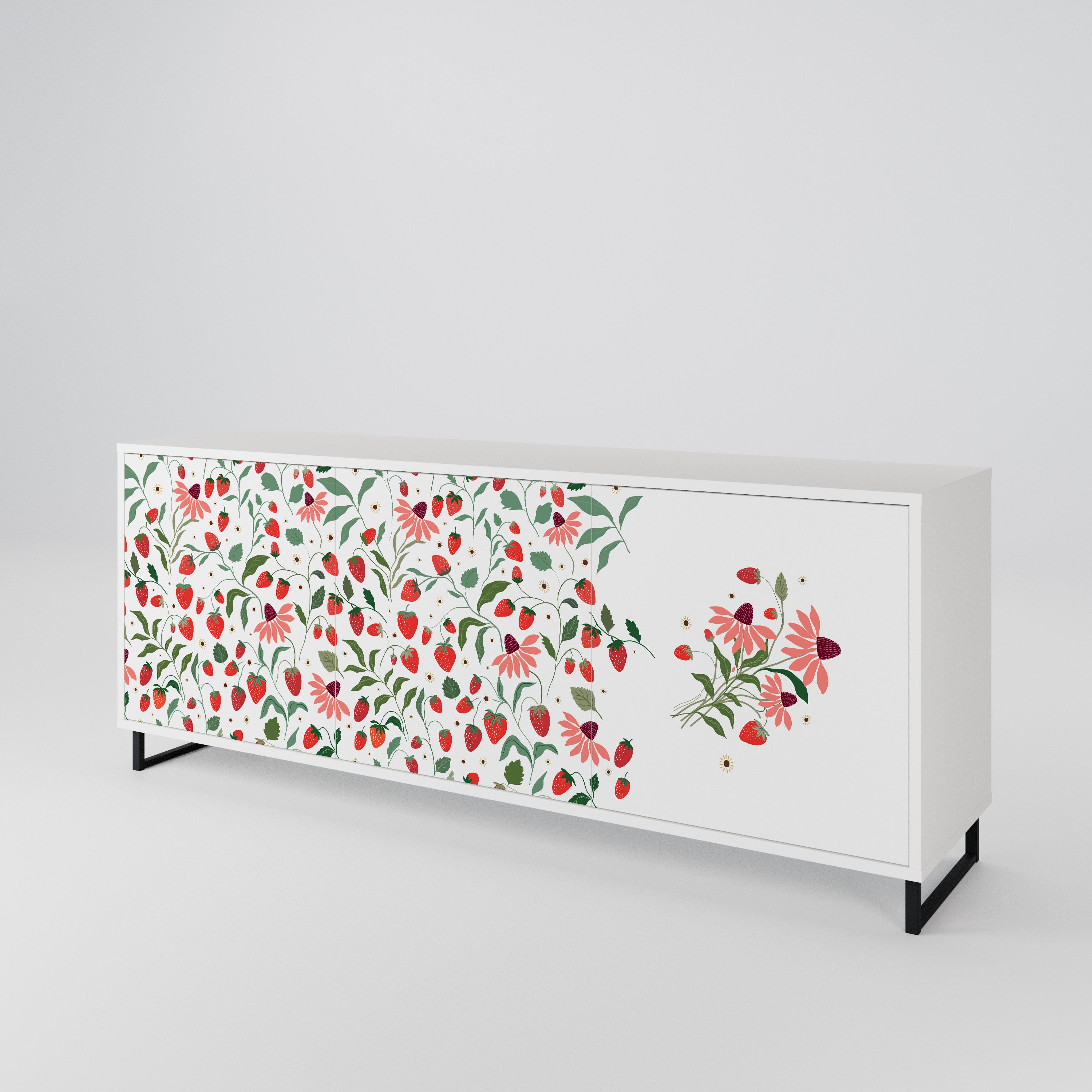 FLOWERS AND STRAWBERRIES Μπουφές 3-θυρών