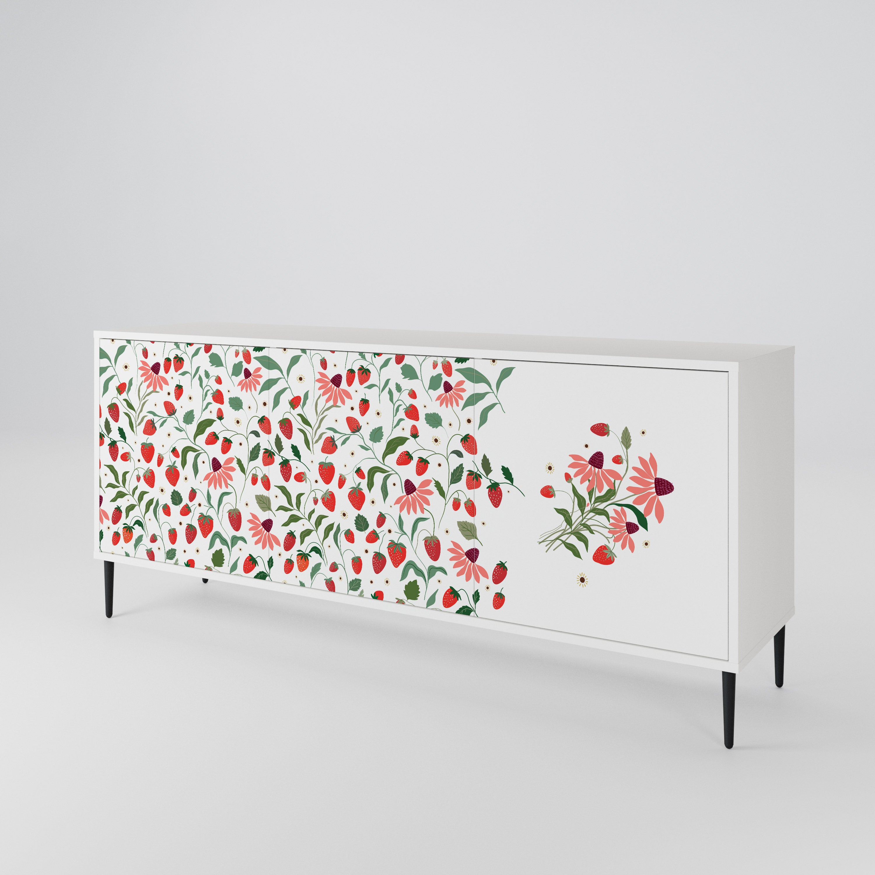 FLOWERS AND STRAWBERRIES Μπουφές 3-θυρών
