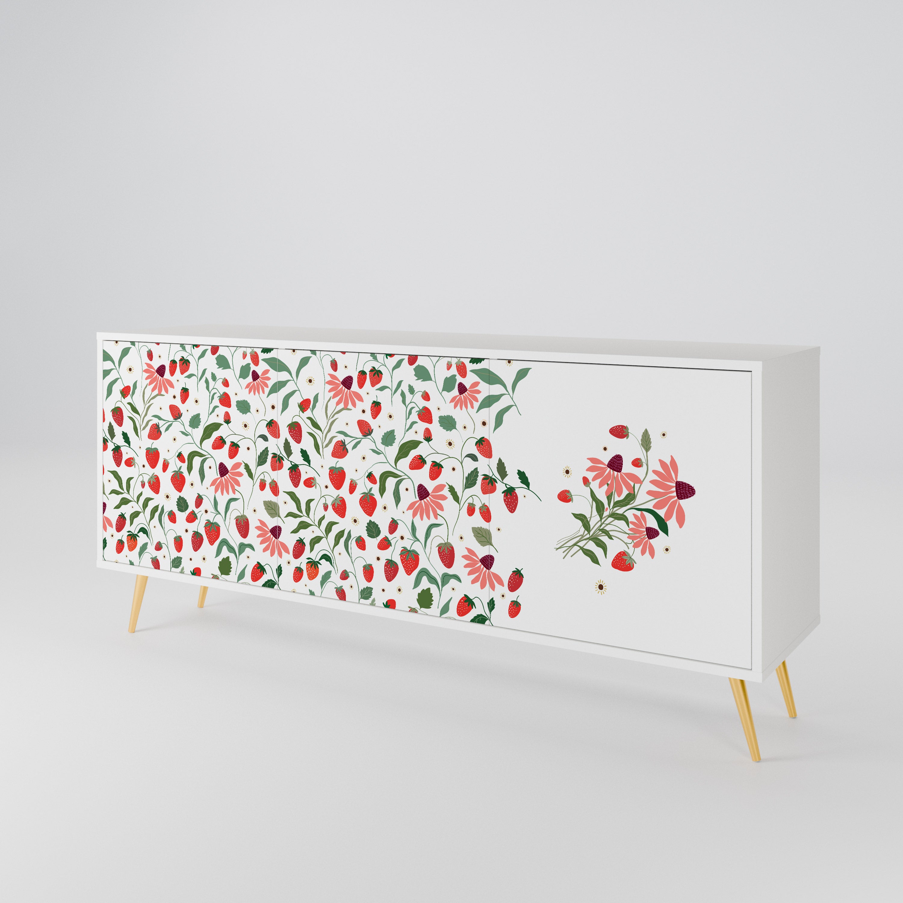 FLOWERS AND STRAWBERRIES Μπουφές 3-θυρών