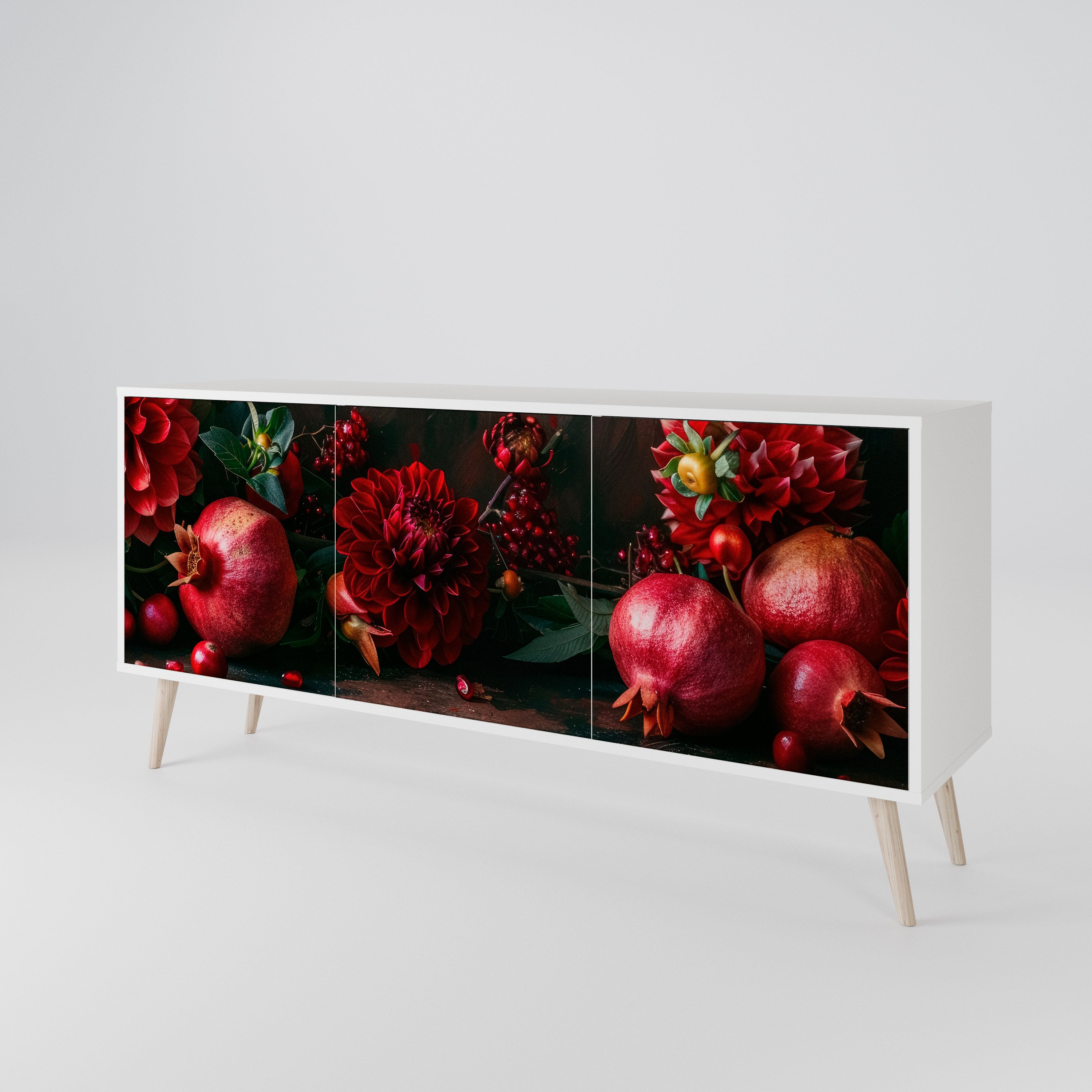 DAHLIAS AND POMEGRANATES 3-Door Sideboard