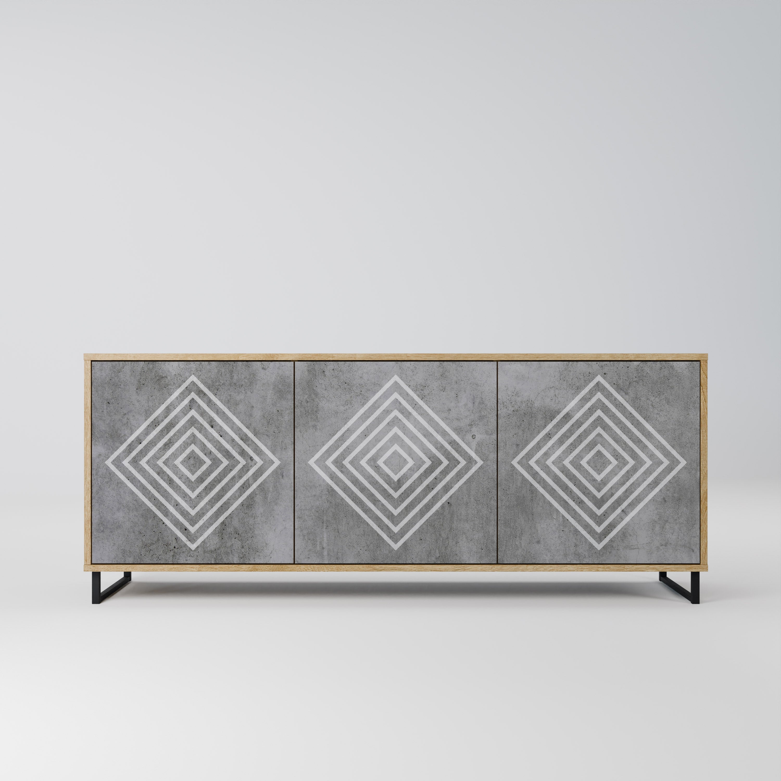 Μπουφές POLYGONAL ARTISTRY με 3 πόρτες σε εφέ δρυός
