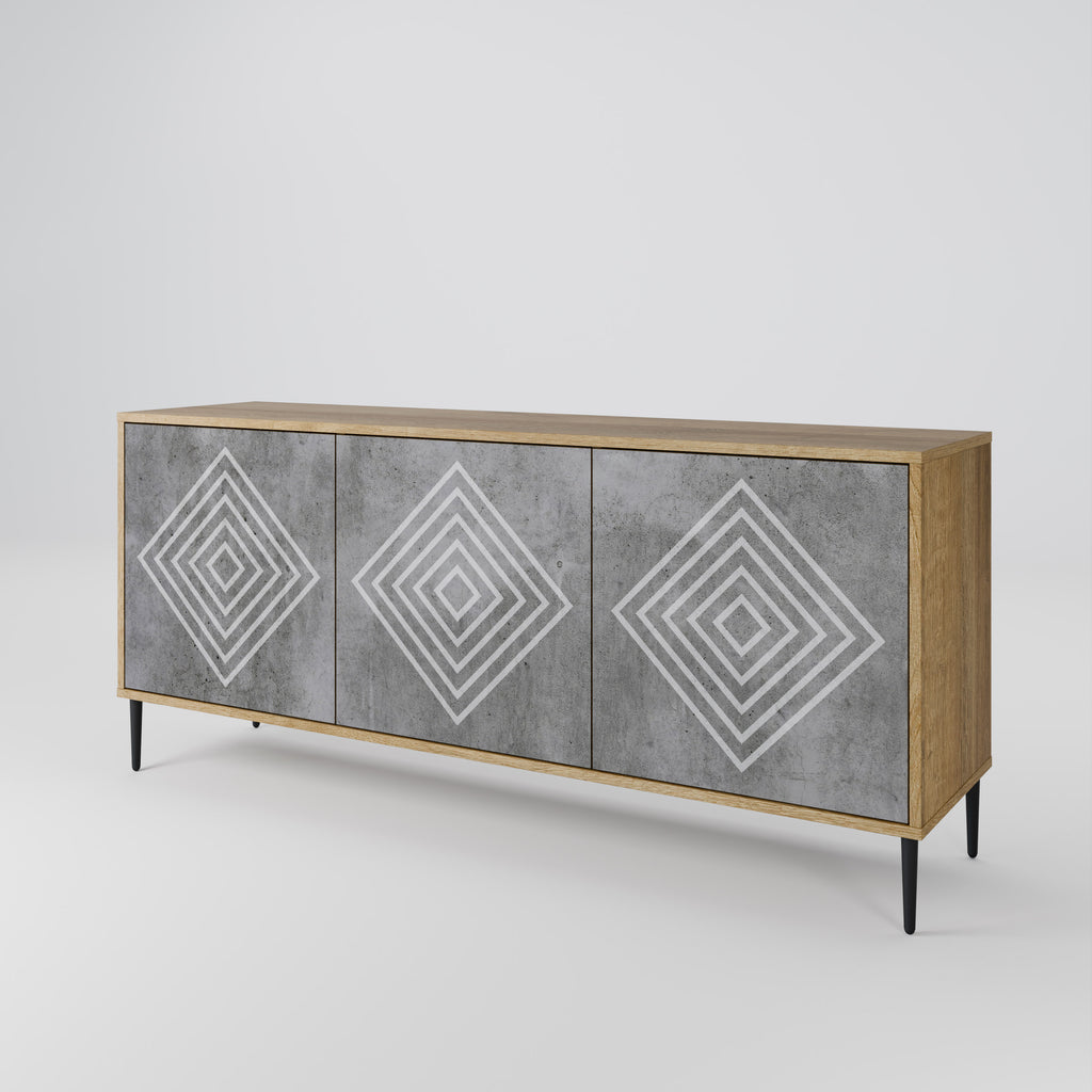 POLYGONAL ARTISTRY 3-Door Sideboard in Oak Effect