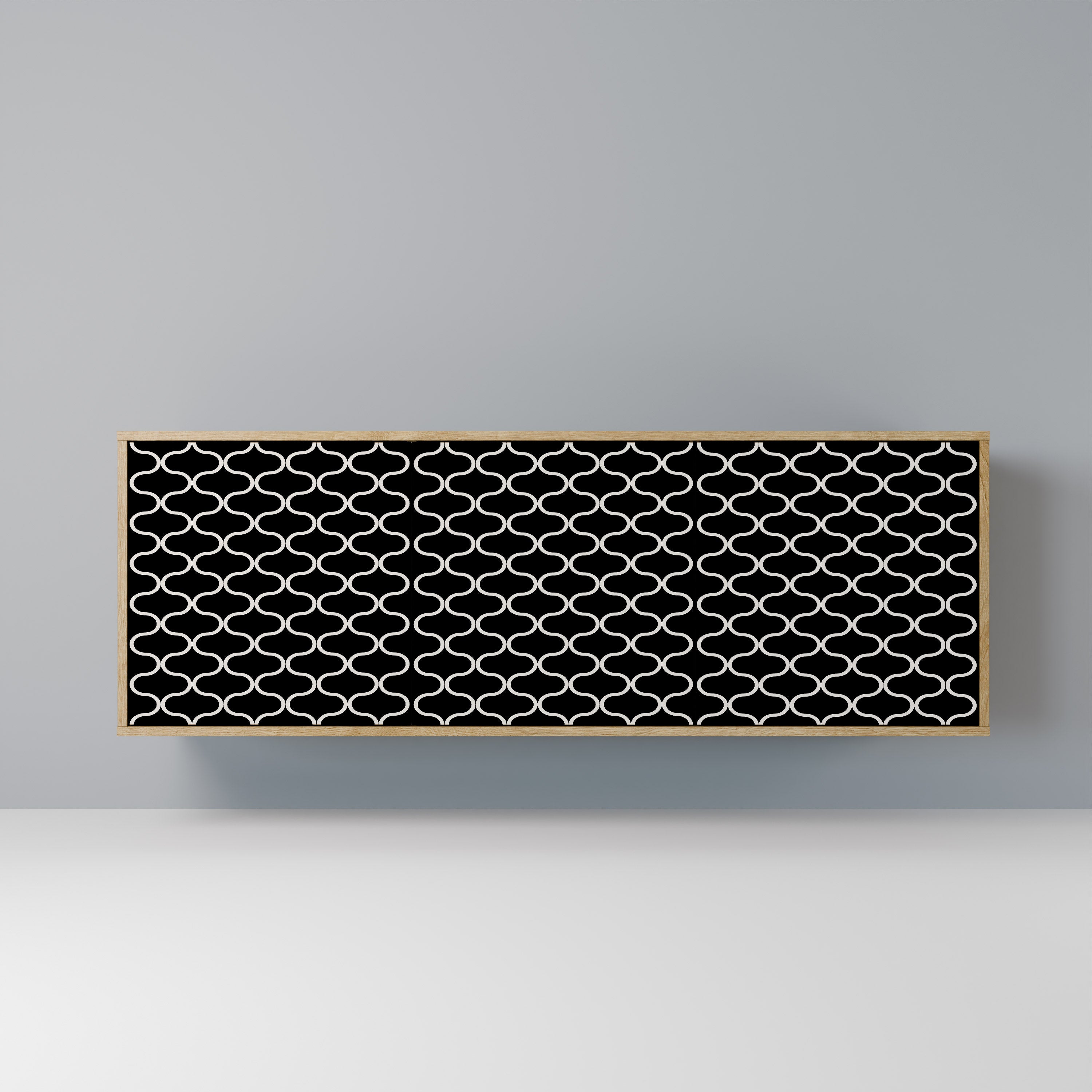 TESSELATED BLACKNESS 3-Door Sideboard in Oak Effect