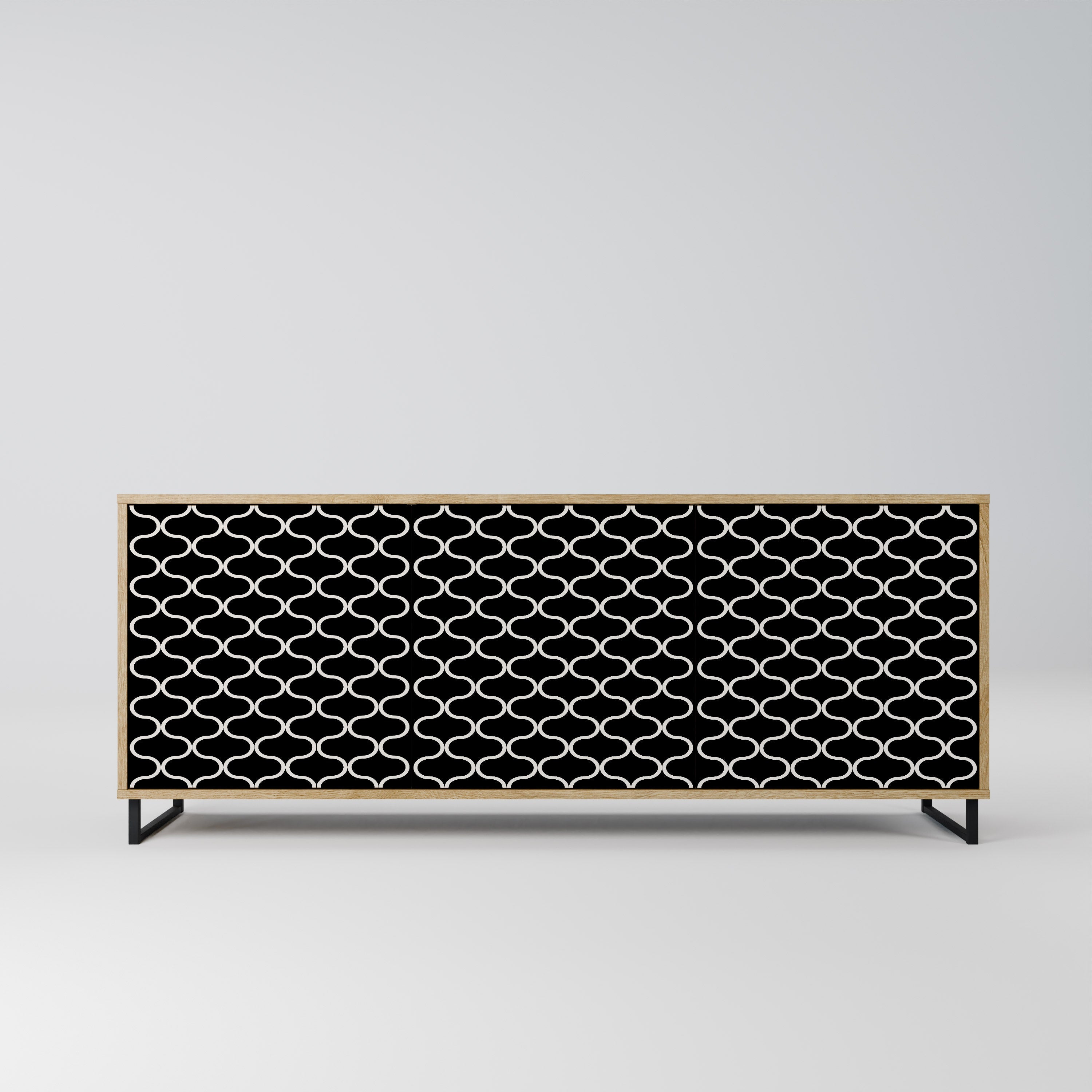 TESSELATED BLACKNESS 3-Door Sideboard in Oak Effect